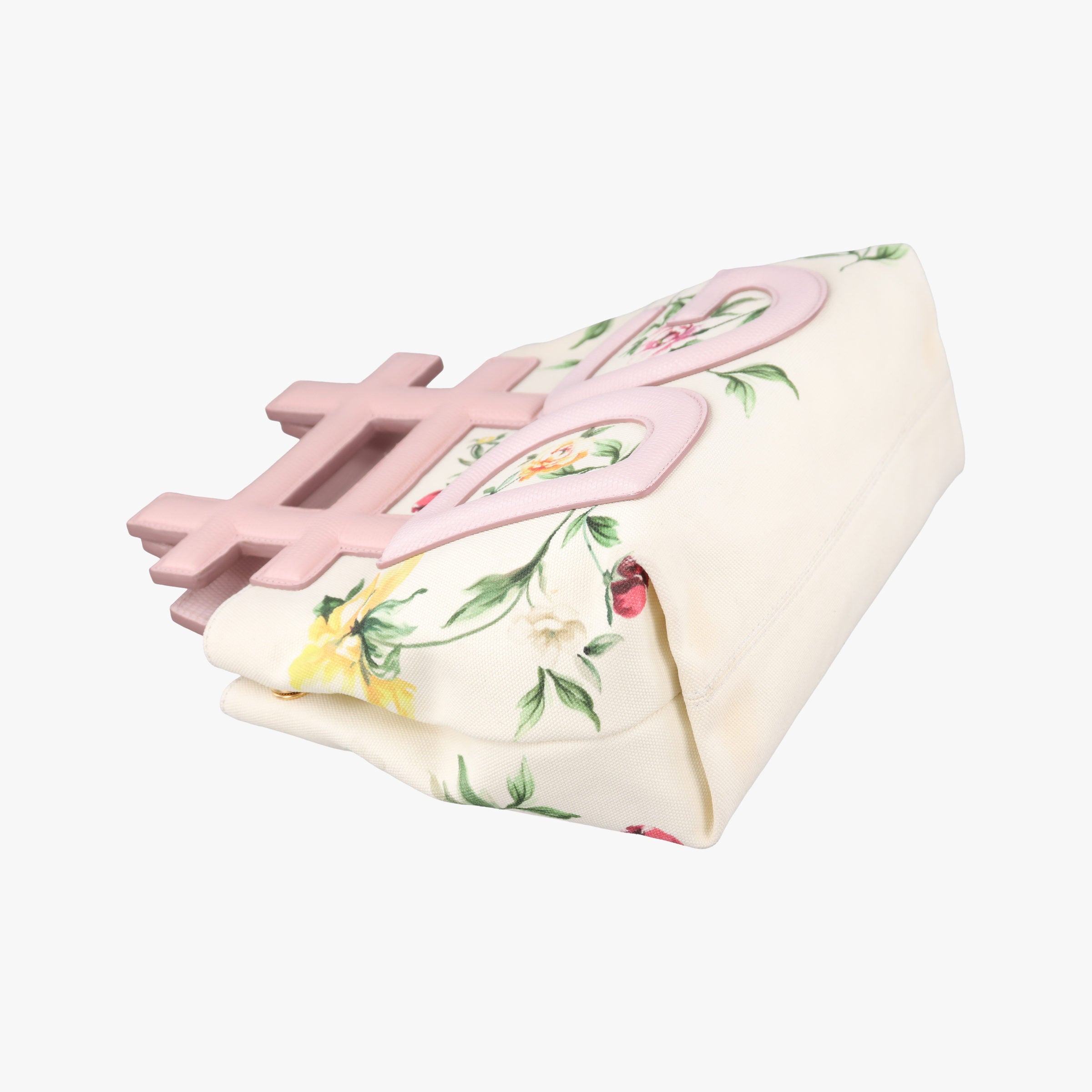 Pre-owned Dolce & Gabbana Floral Print Instabag White x Multicolor Canvas x Leather  shoulderbag | stylenewstar