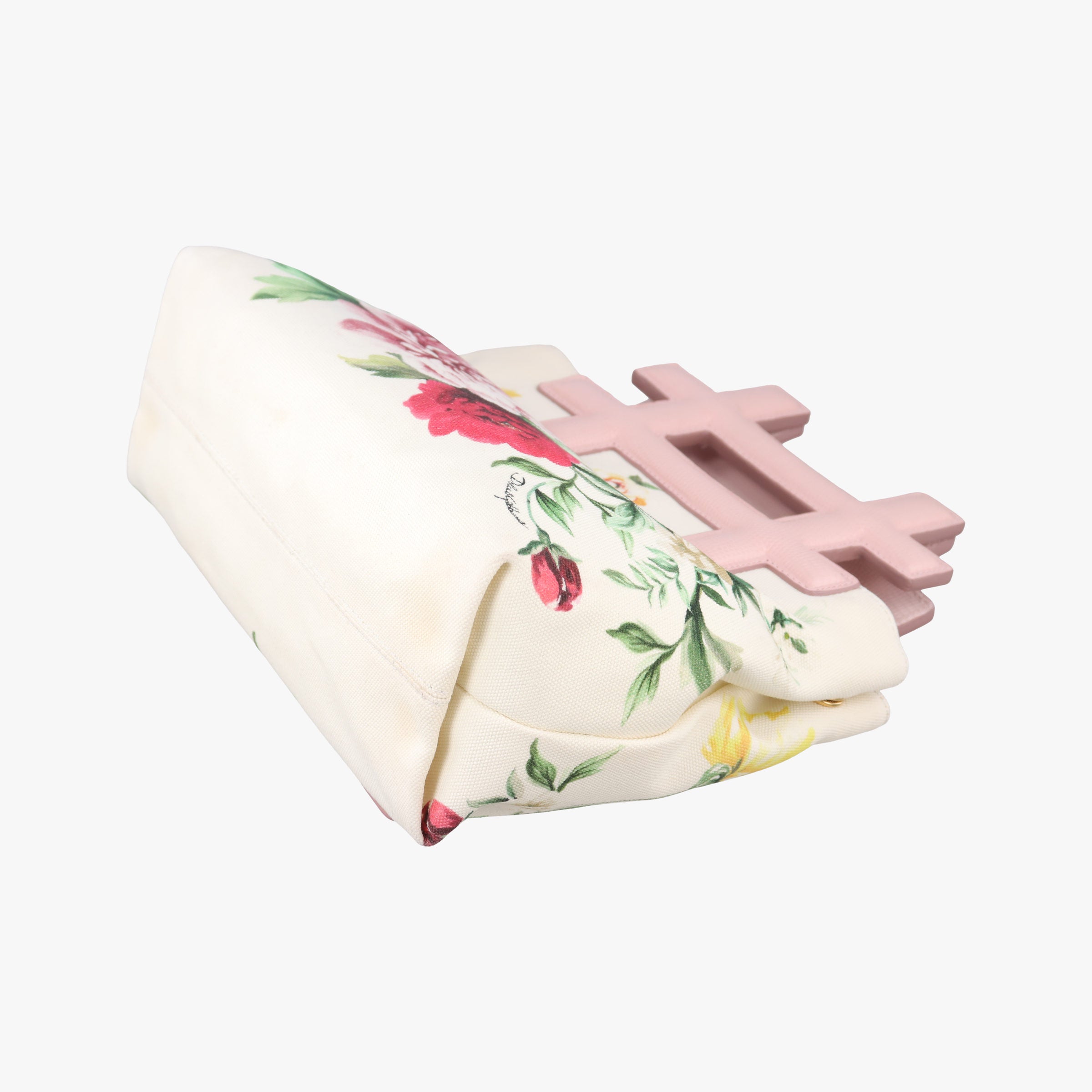 Pre-owned Dolce & Gabbana Floral Print Instabag White x Multicolor Canvas x Leather  shoulderbag | stylenewstar