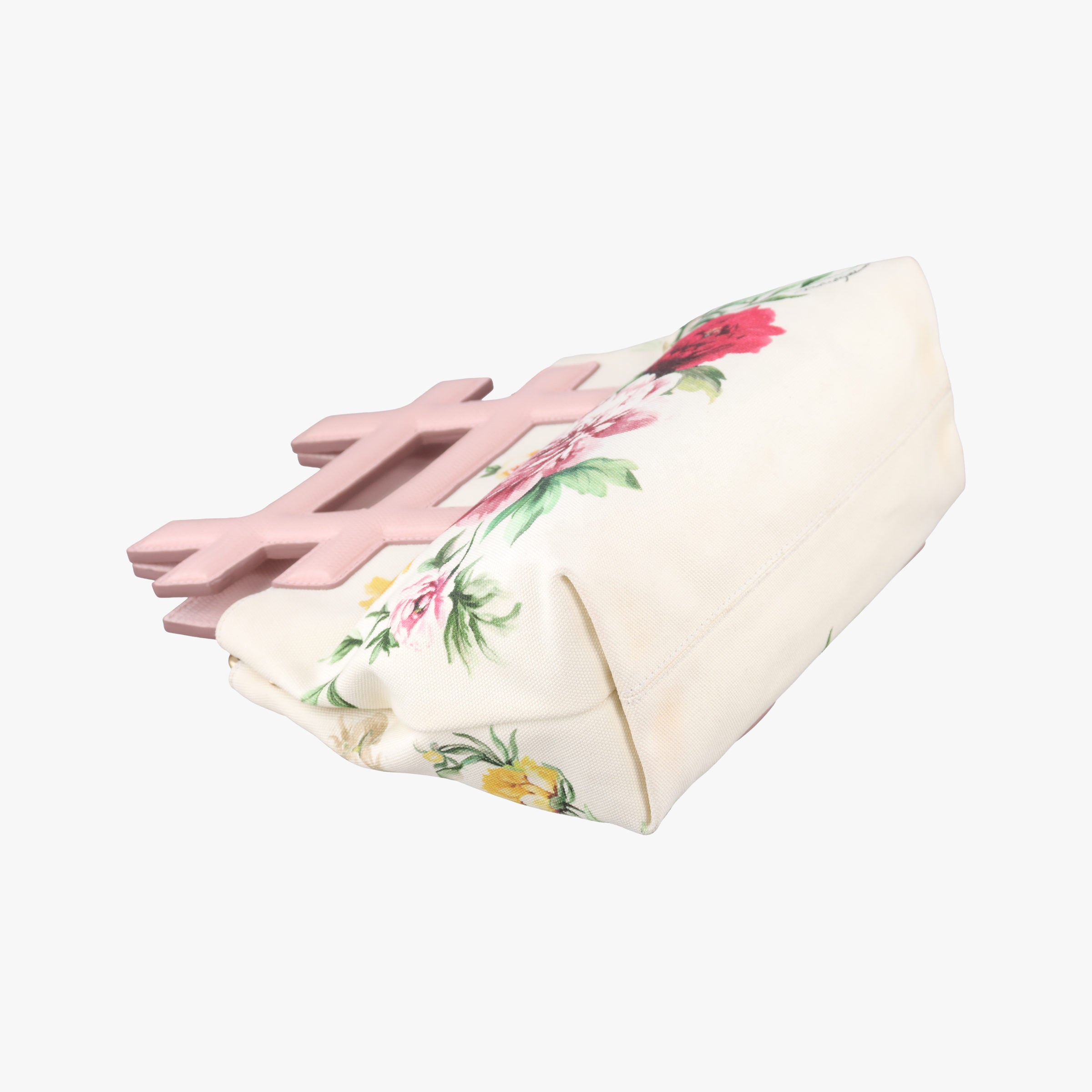 Pre-owned Dolce & Gabbana Floral Print Instabag White x Multicolor Canvas x Leather  shoulderbag | stylenewstar