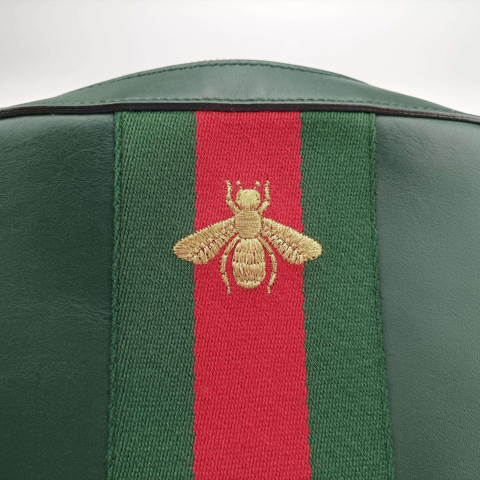 Secondhand Gucci Bee Web Green Leather 412008 shoulderbag | stylenewstar