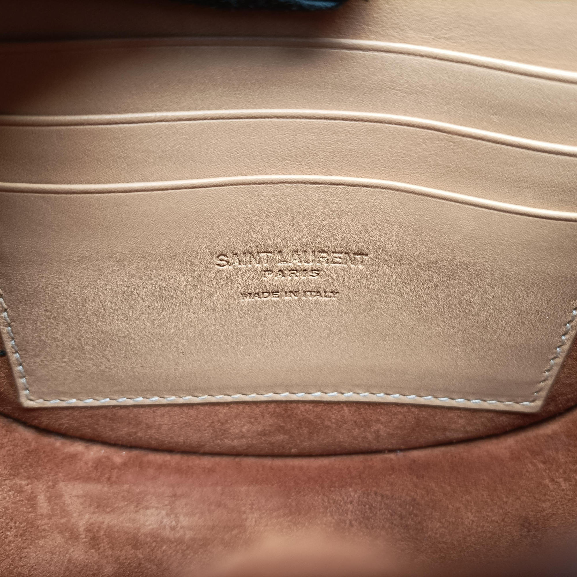 Pre-owned Yves Saint Laurent KAIA small Beige Leather 623097 shoulderbag | stylenewstar