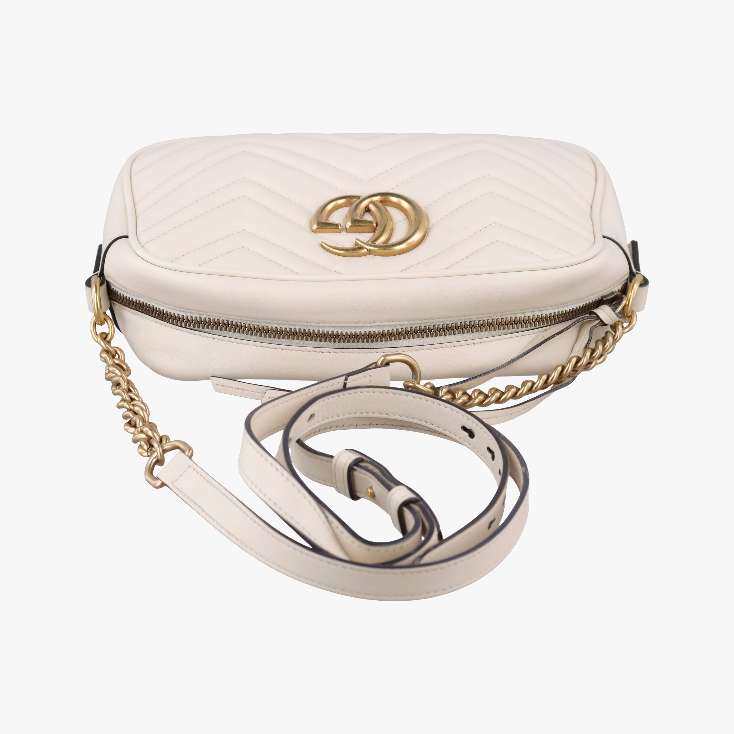 Vintage Gucci GG Marmont White Leather 447632 shoulderbag | stylenewstar