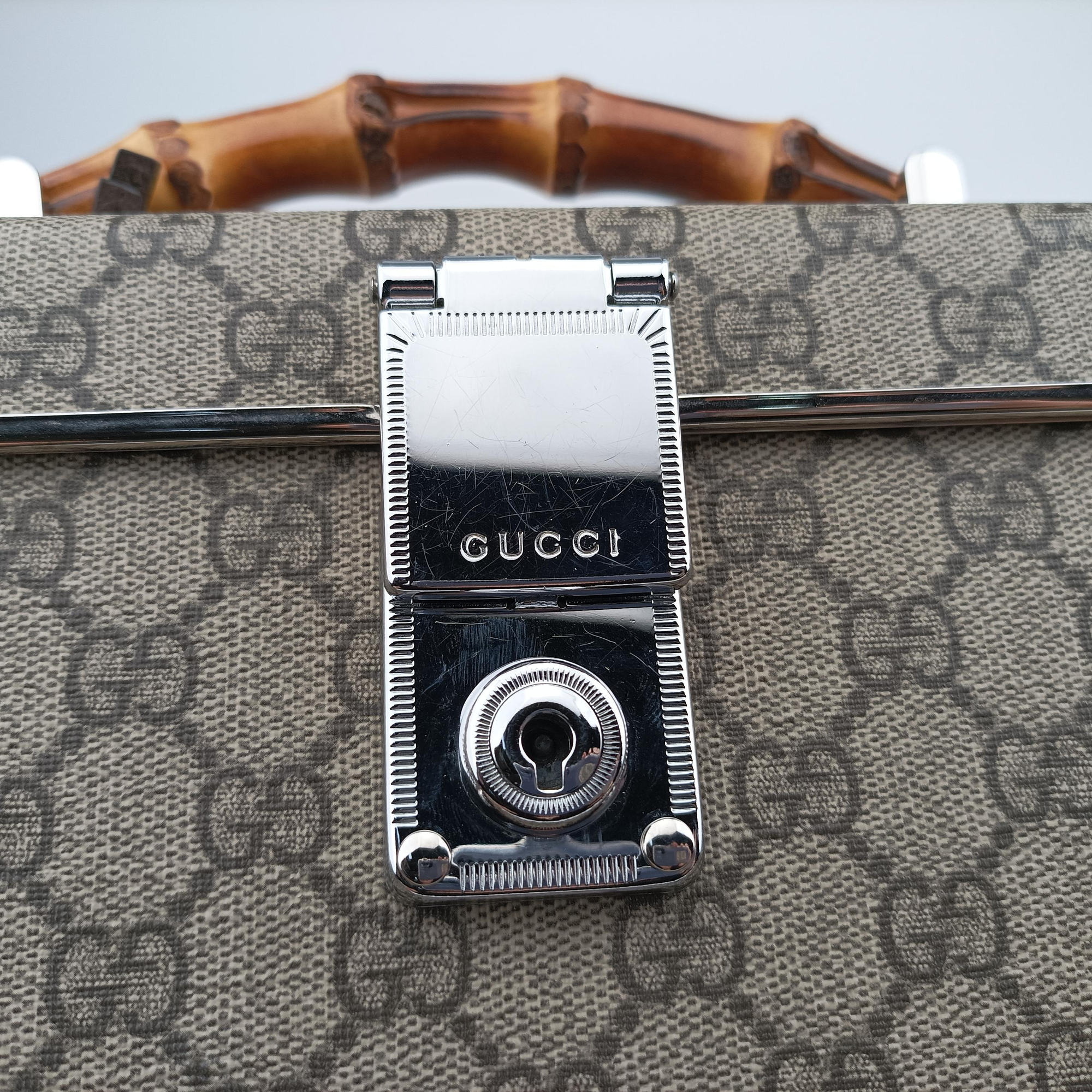 Pre-owned Gucci Padlock Brown PVC coated canvas×Leather 588351 shoulderbag | stylenewstar