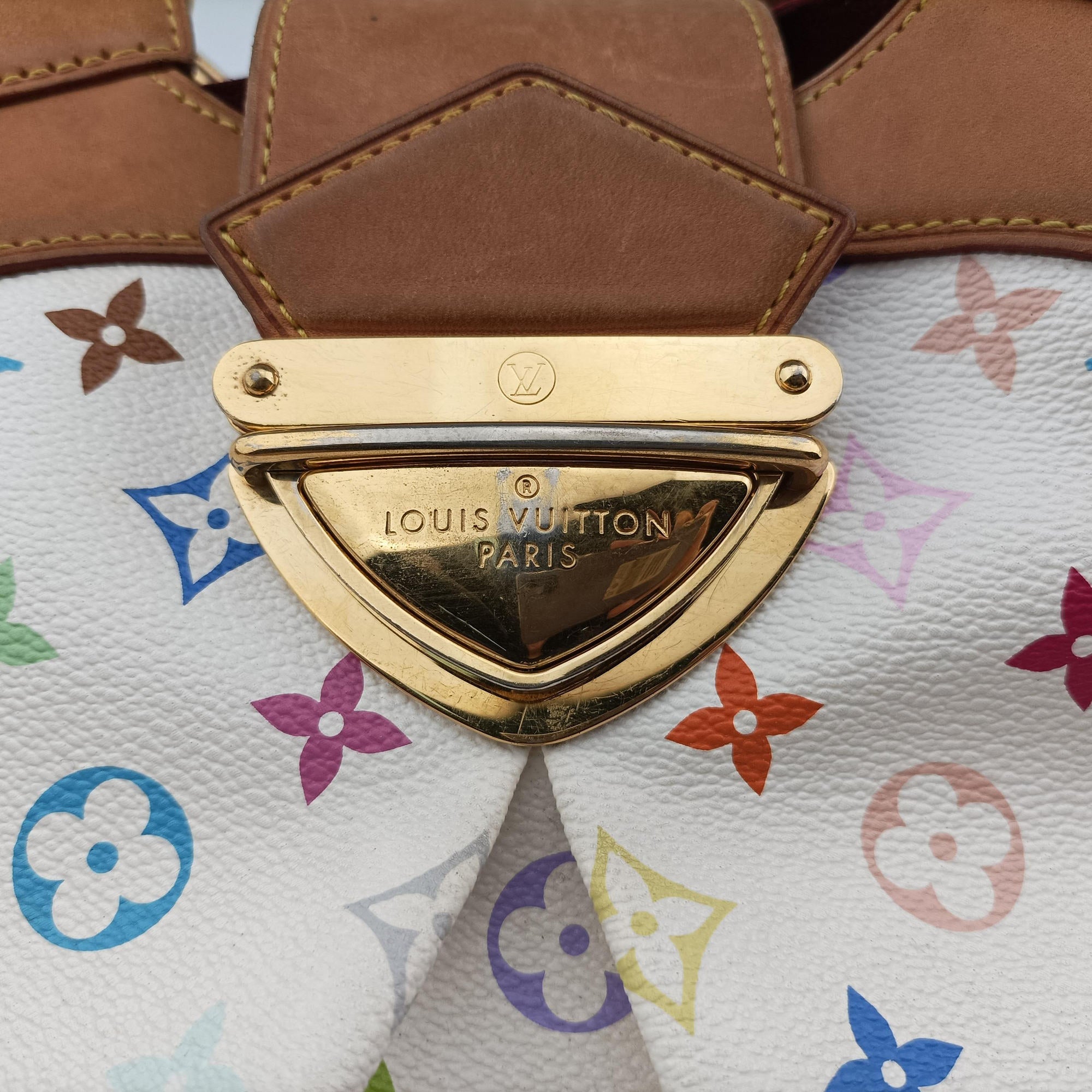 Pre-owned Louis Vuitton URSULA white Monogram Multicolor M40123 handbag | stylenewstar