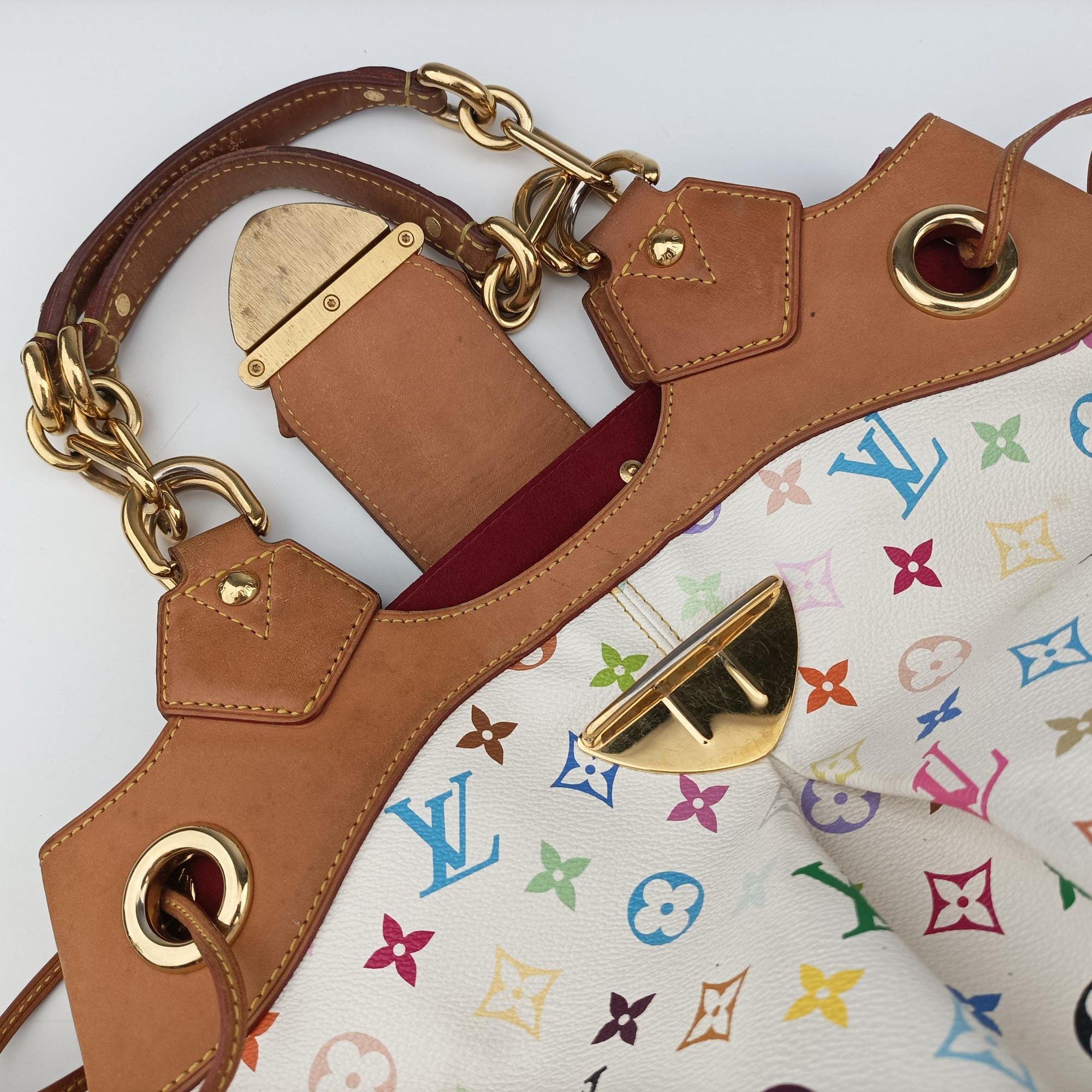 Pre-owned Louis Vuitton URSULA white Monogram Multicolor M40123 handbag | stylenewstar