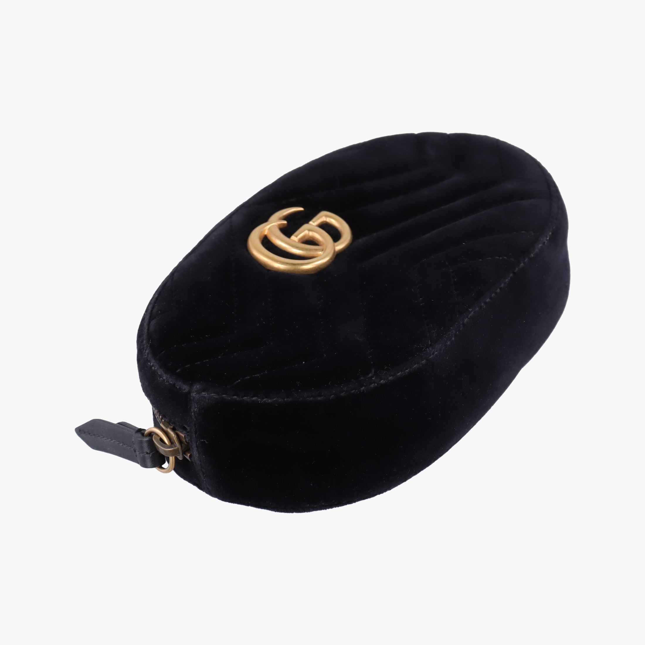 Pre-owned Gucci GG Marmont Black velour 476434 bum bag/waist bag | stylenewstar