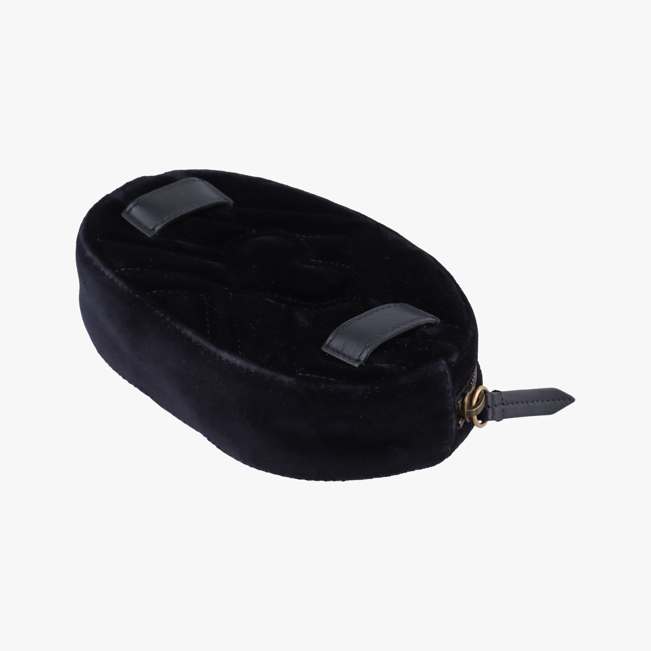 Pre-owned Gucci GG Marmont Black velour 476434 bum bag/waist bag | stylenewstar