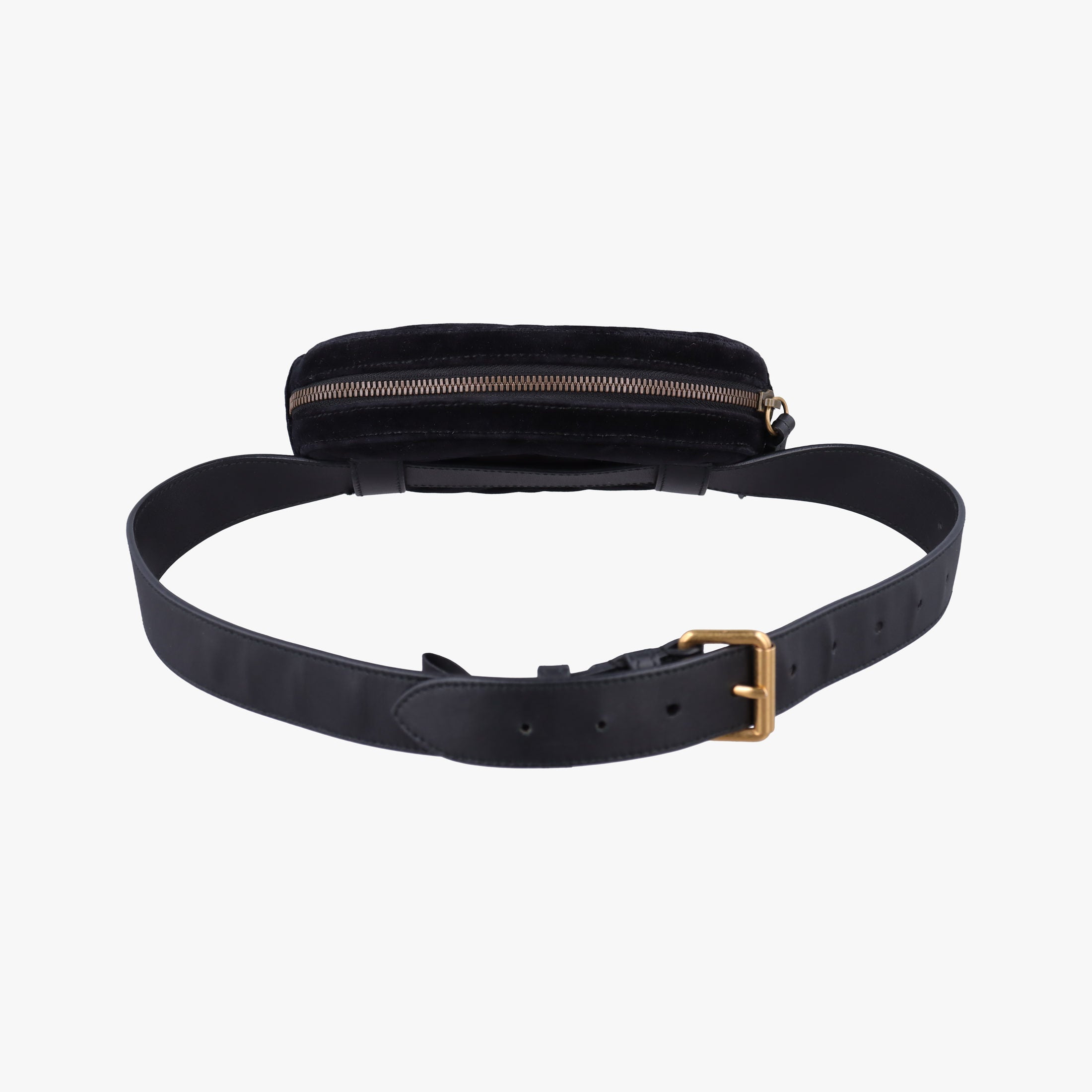 Pre-owned Gucci GG Marmont Black velour 476434 bum bag/waist bag | stylenewstar