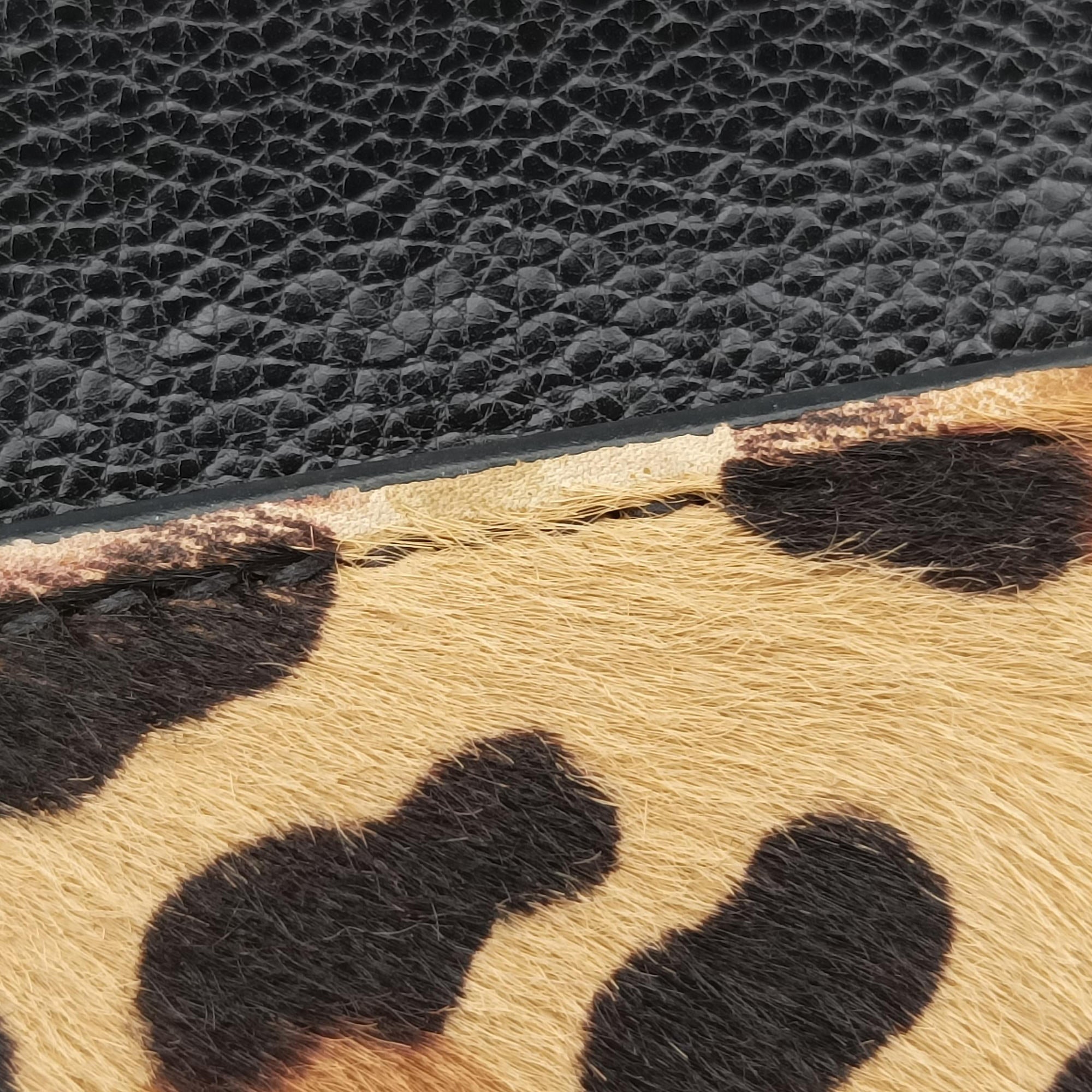 Pre-owned Prada Leopard print Brown×Multicolour ponyhair×leather 1BD009 shoulderbag | stylenewstar