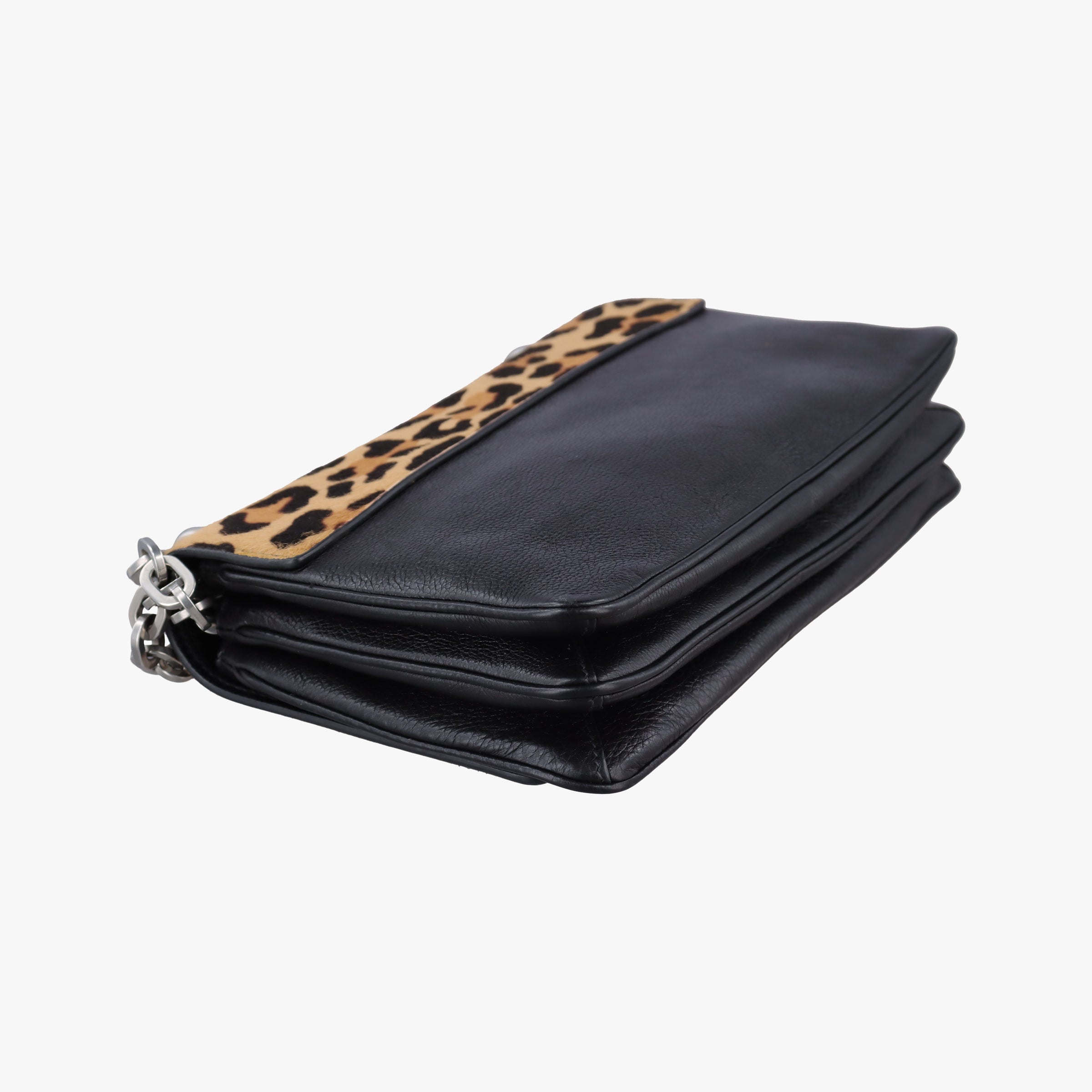 Pre-owned Prada Leopard print Brown×Multicolour ponyhair×leather 1BD009 shoulderbag | stylenewstar