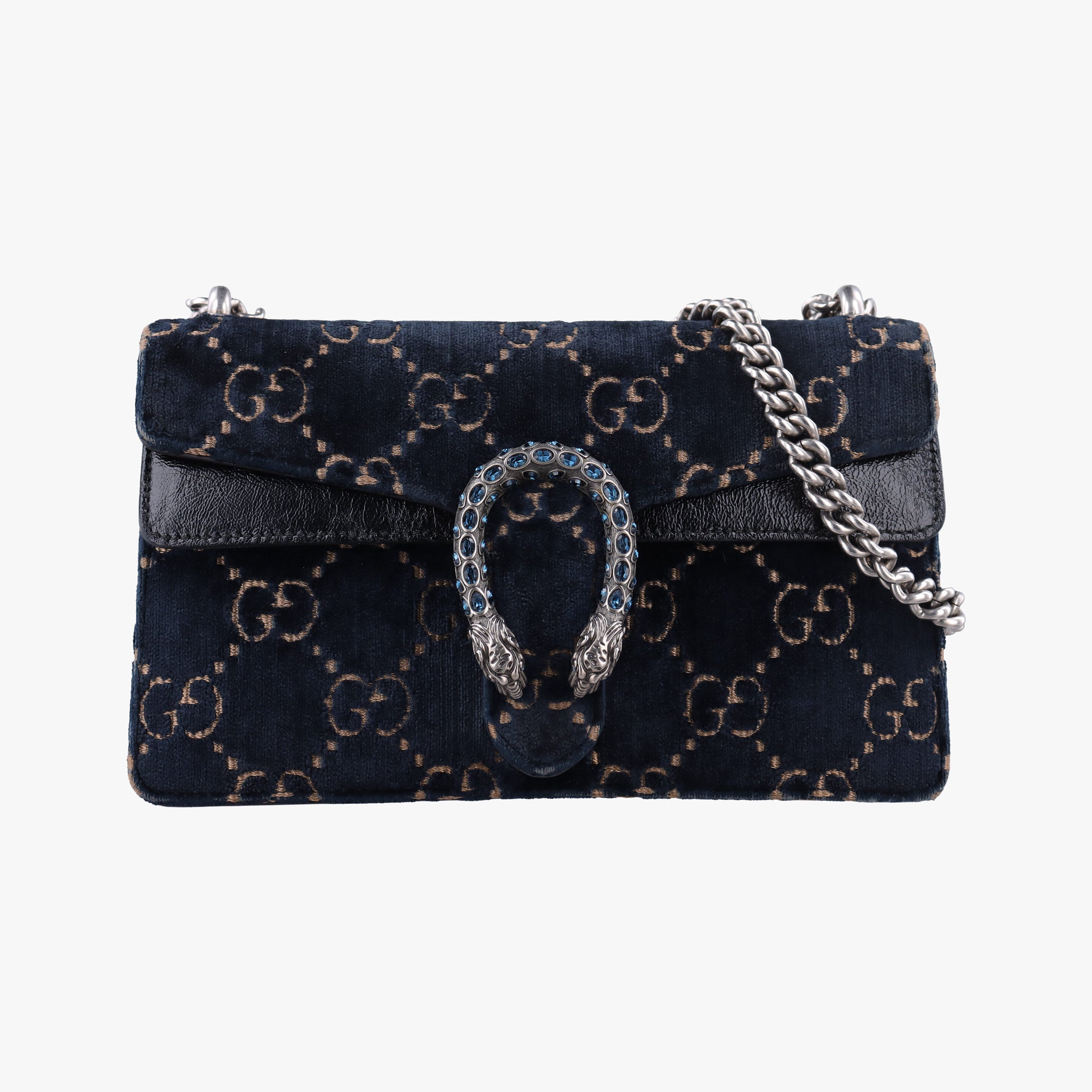 Pre-owned Gucci Dionysus Navy velour 499623 shoulderbag | stylenewstar