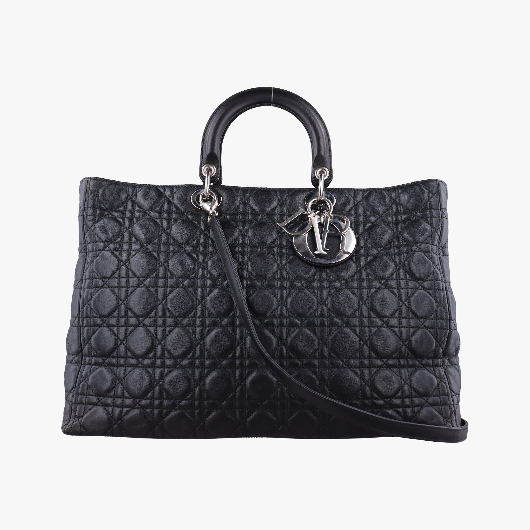 Pre-owned Christian Dior Lady Dior Black lambskin  shoulderbag | stylenewstar