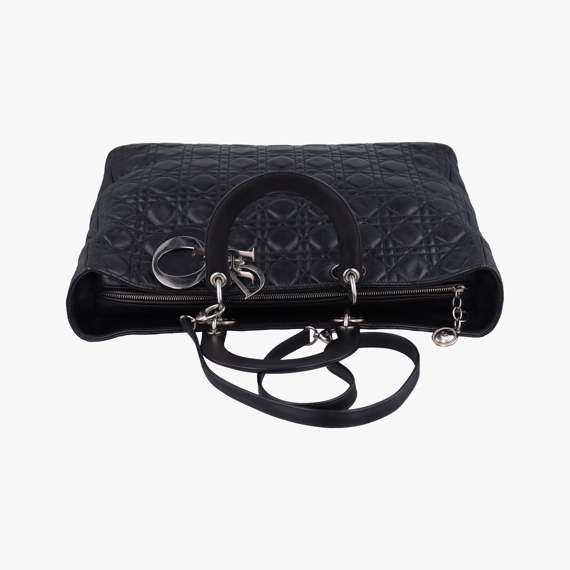 Pre-owned Christian Dior Lady Dior Black lambskin  shoulderbag | stylenewstar