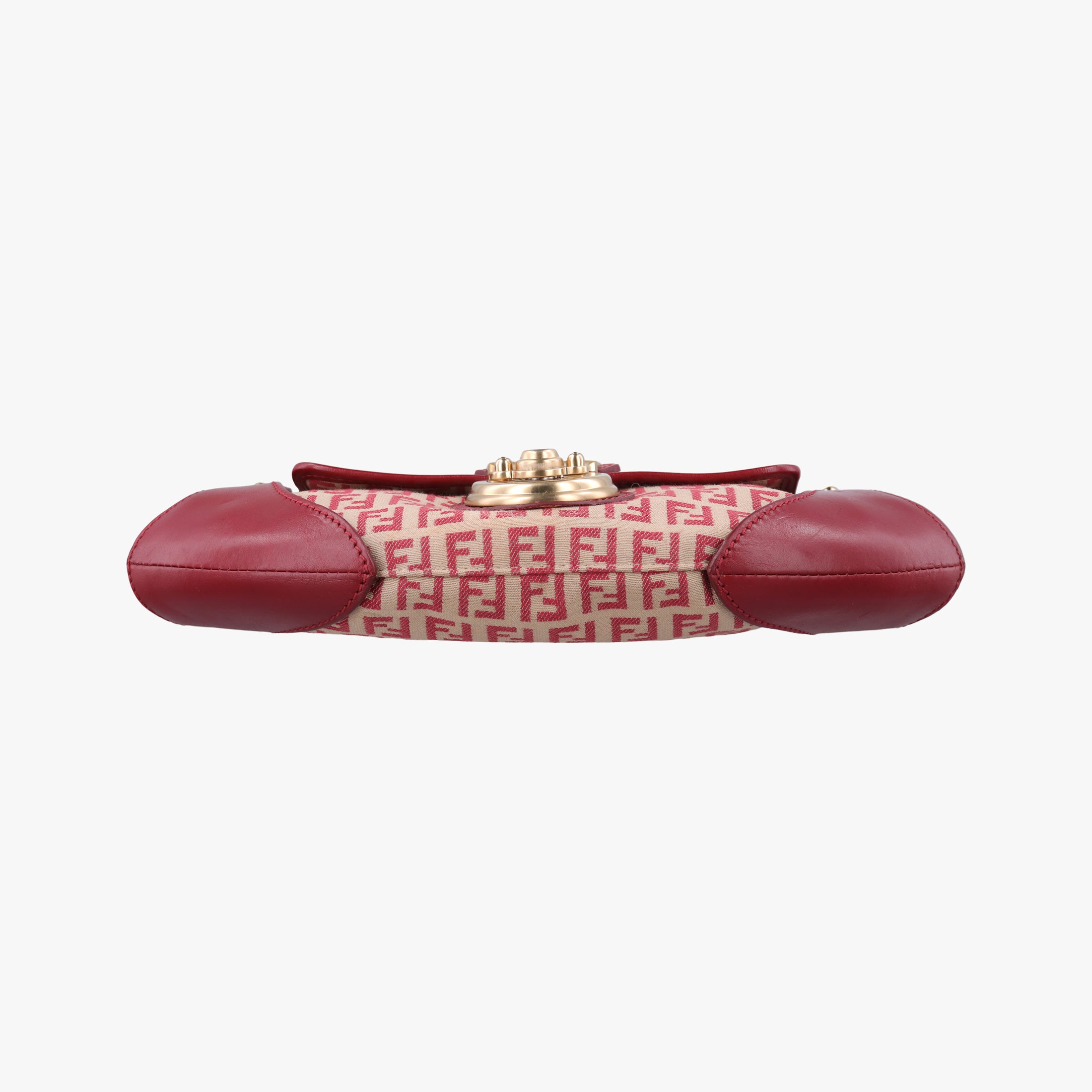 Pre-owned Fendi Zucchino Borsa Red canvas×leather 8BR429 shoulderbag | stylenewstar