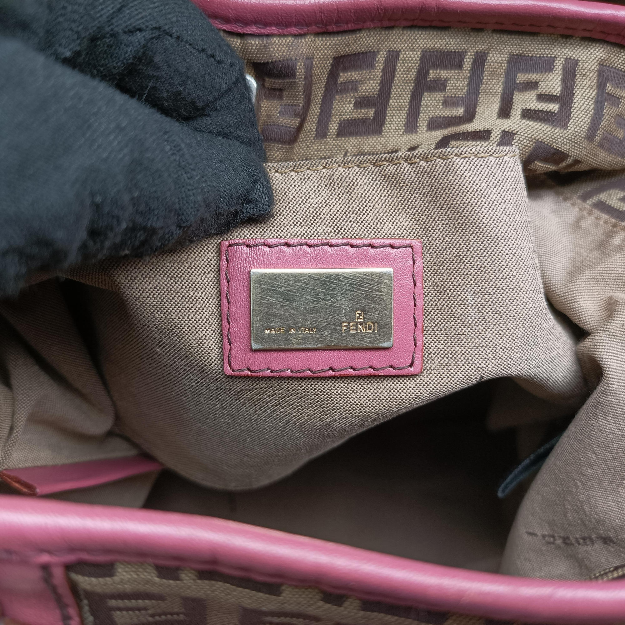 Secondhand Fendi Zucchino Brown×Pink Canvas×Leather 8BH139 handbag | stylenewstar