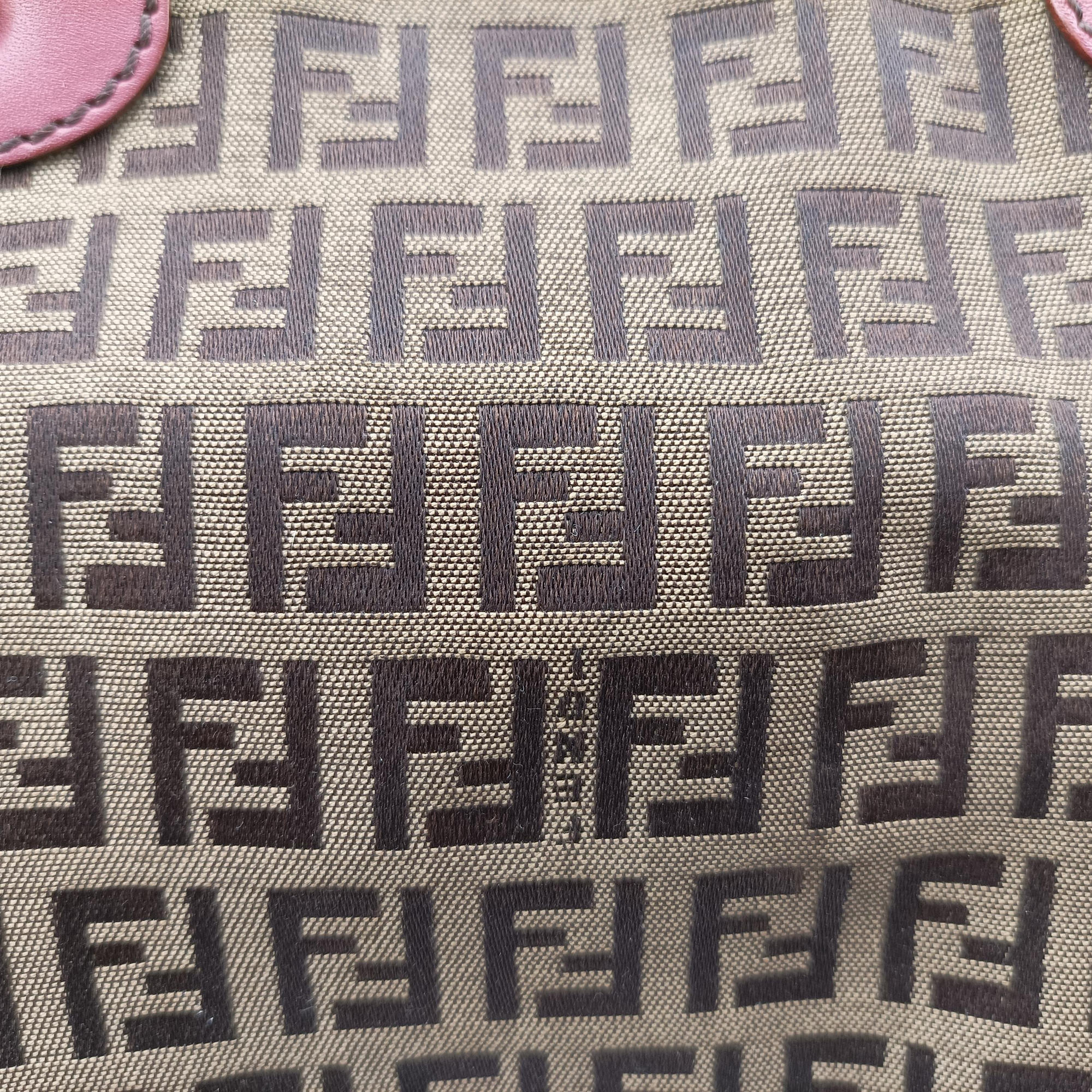 Secondhand Fendi Zucchino Brown×Pink Canvas×Leather 8BH139 handbag | stylenewstar