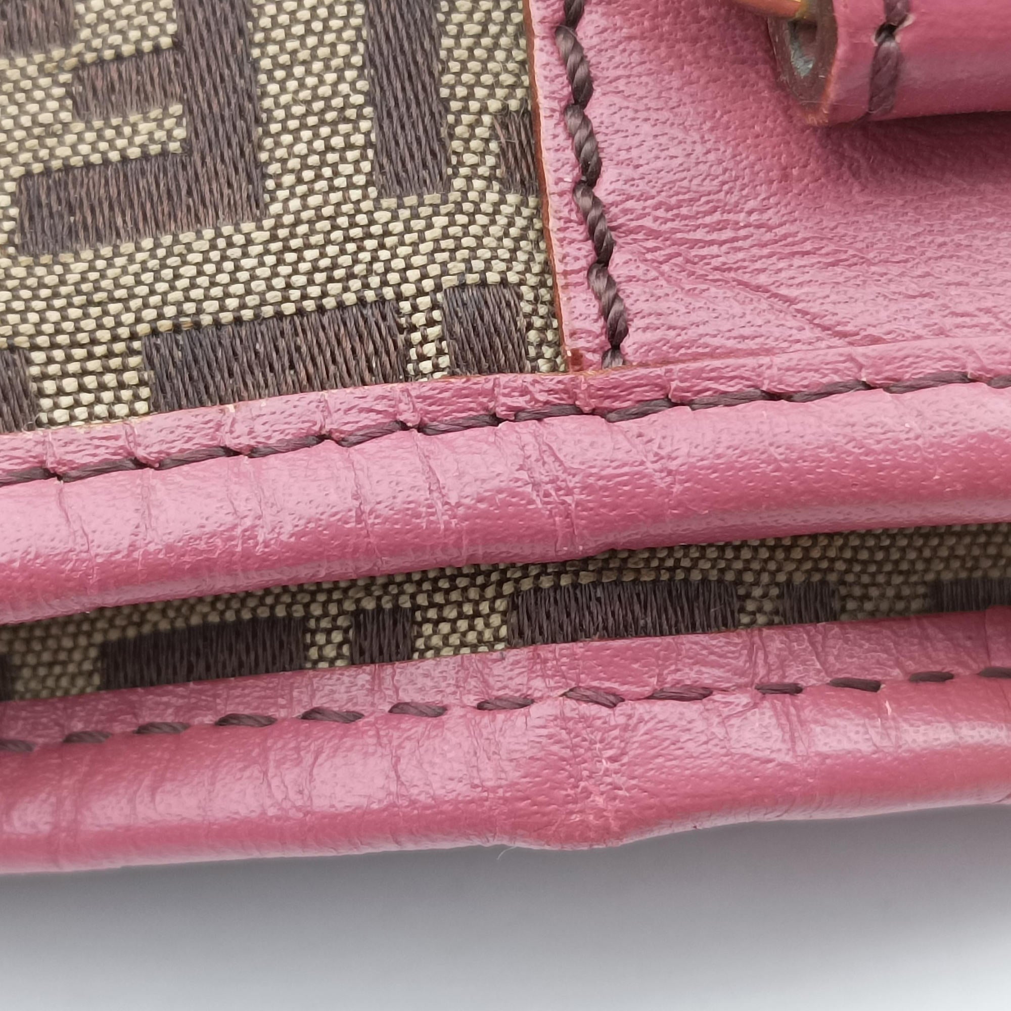 Secondhand Fendi Zucchino Brown×Pink Canvas×Leather 8BH139 handbag | stylenewstar