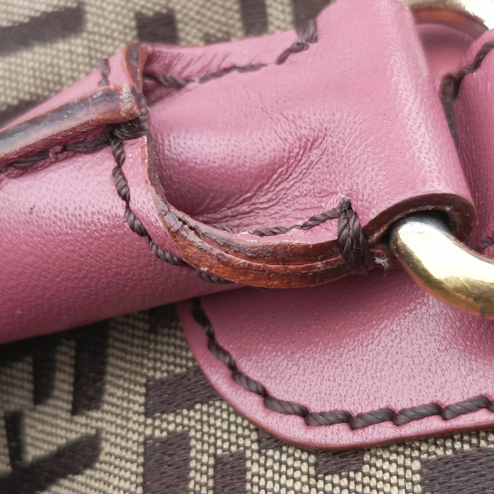 Secondhand Fendi Zucchino Brown×Pink Canvas×Leather 8BH139 handbag | stylenewstar