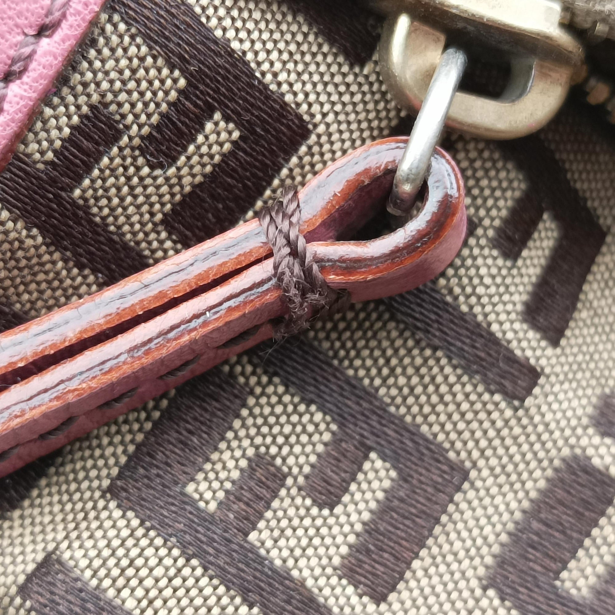 Secondhand Fendi Zucchino Brown×Pink Canvas×Leather 8BH139 handbag | stylenewstar