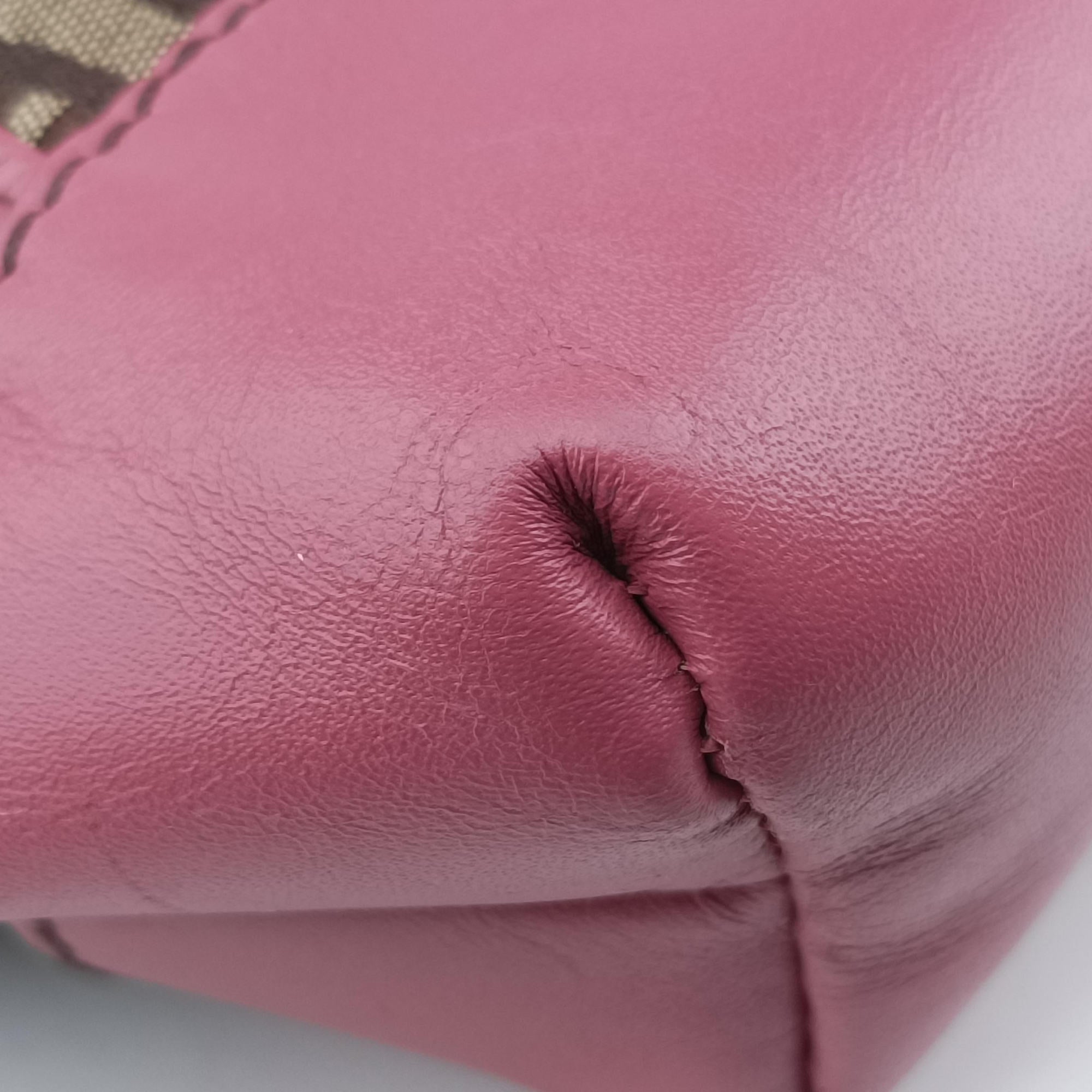 Secondhand Fendi Zucchino Brown×Pink Canvas×Leather 8BH139 handbag | stylenewstar