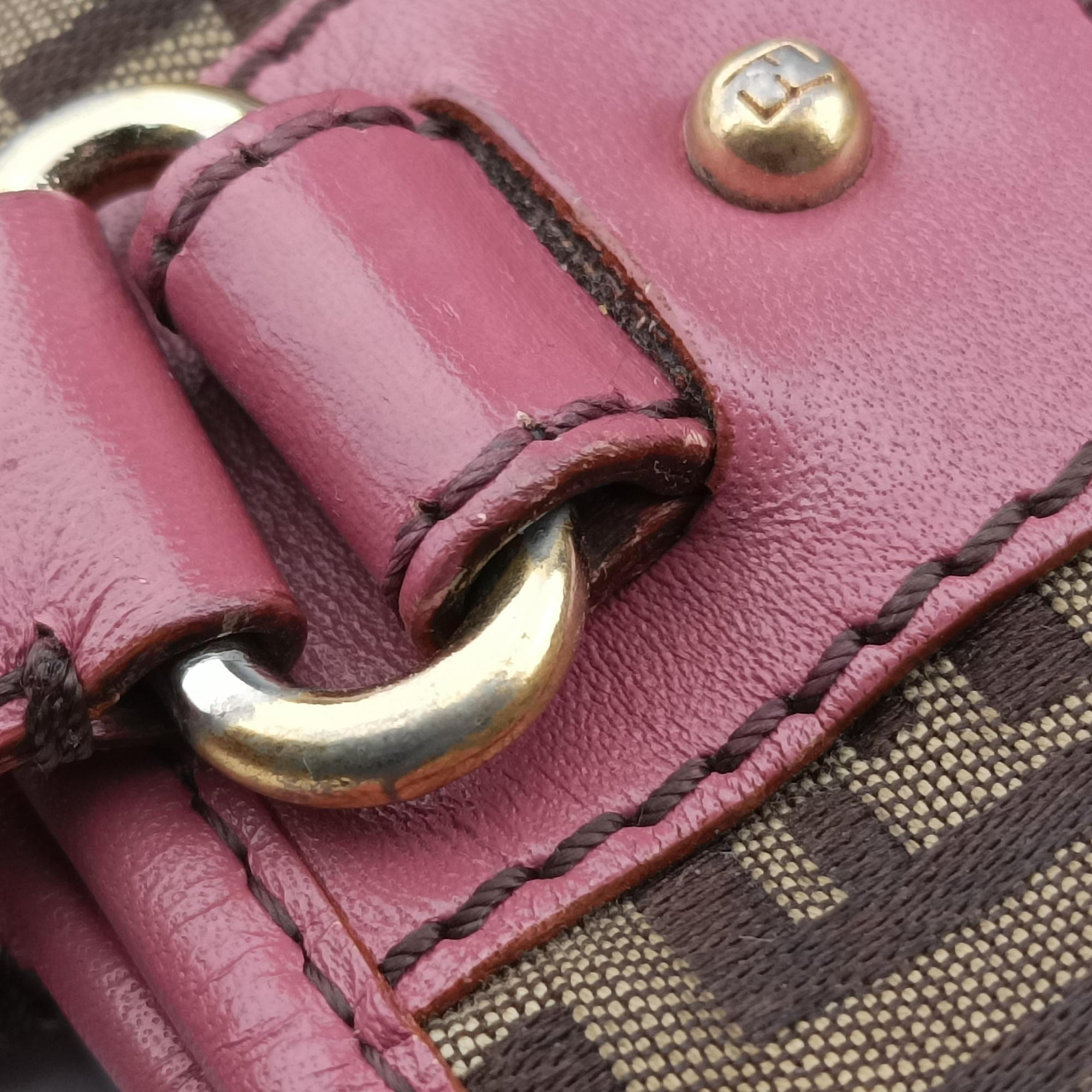 Secondhand Fendi Zucchino Brown×Pink Canvas×Leather 8BH139 handbag | stylenewstar