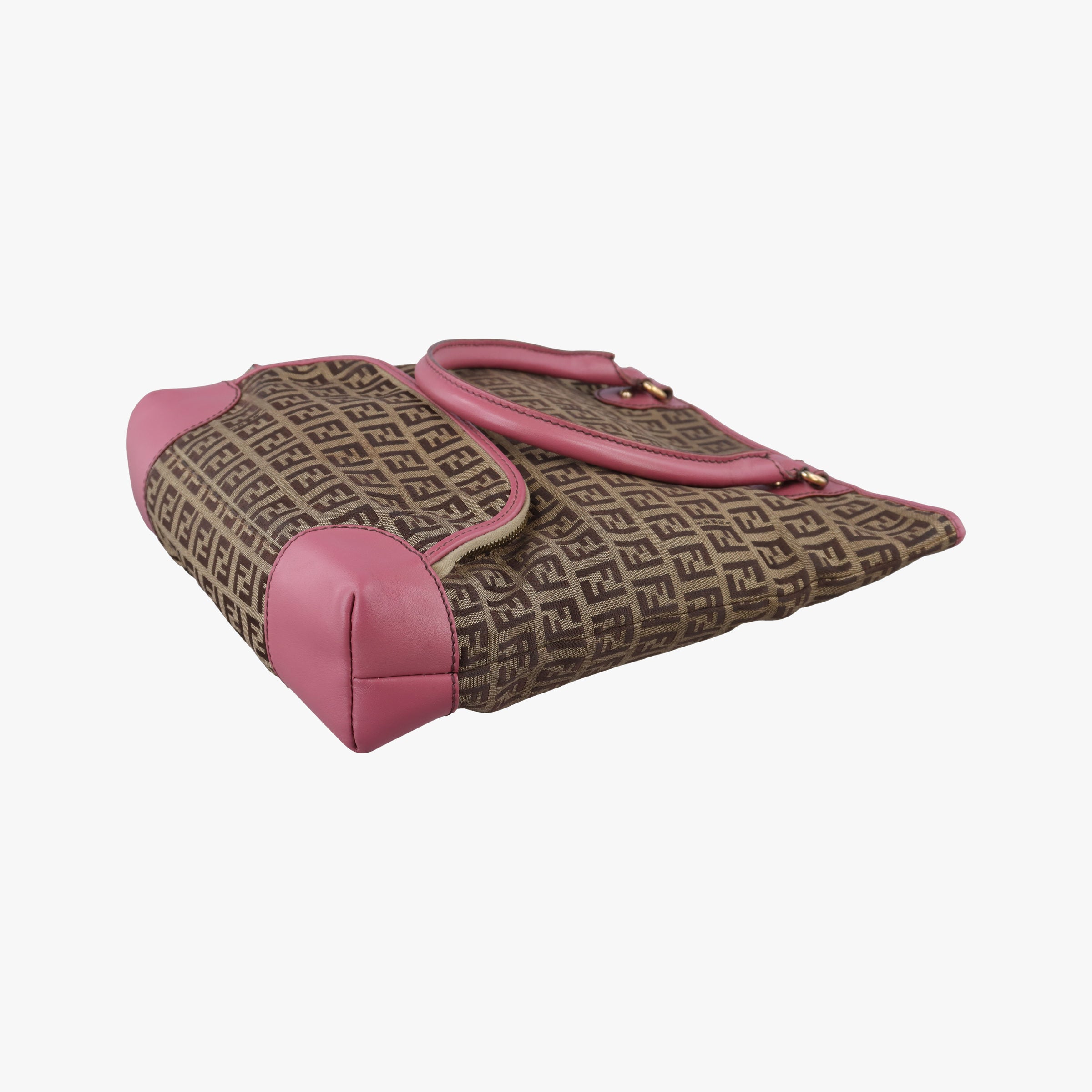 Secondhand Fendi Zucchino Brown×Pink Canvas×Leather 8BH139 handbag | stylenewstar