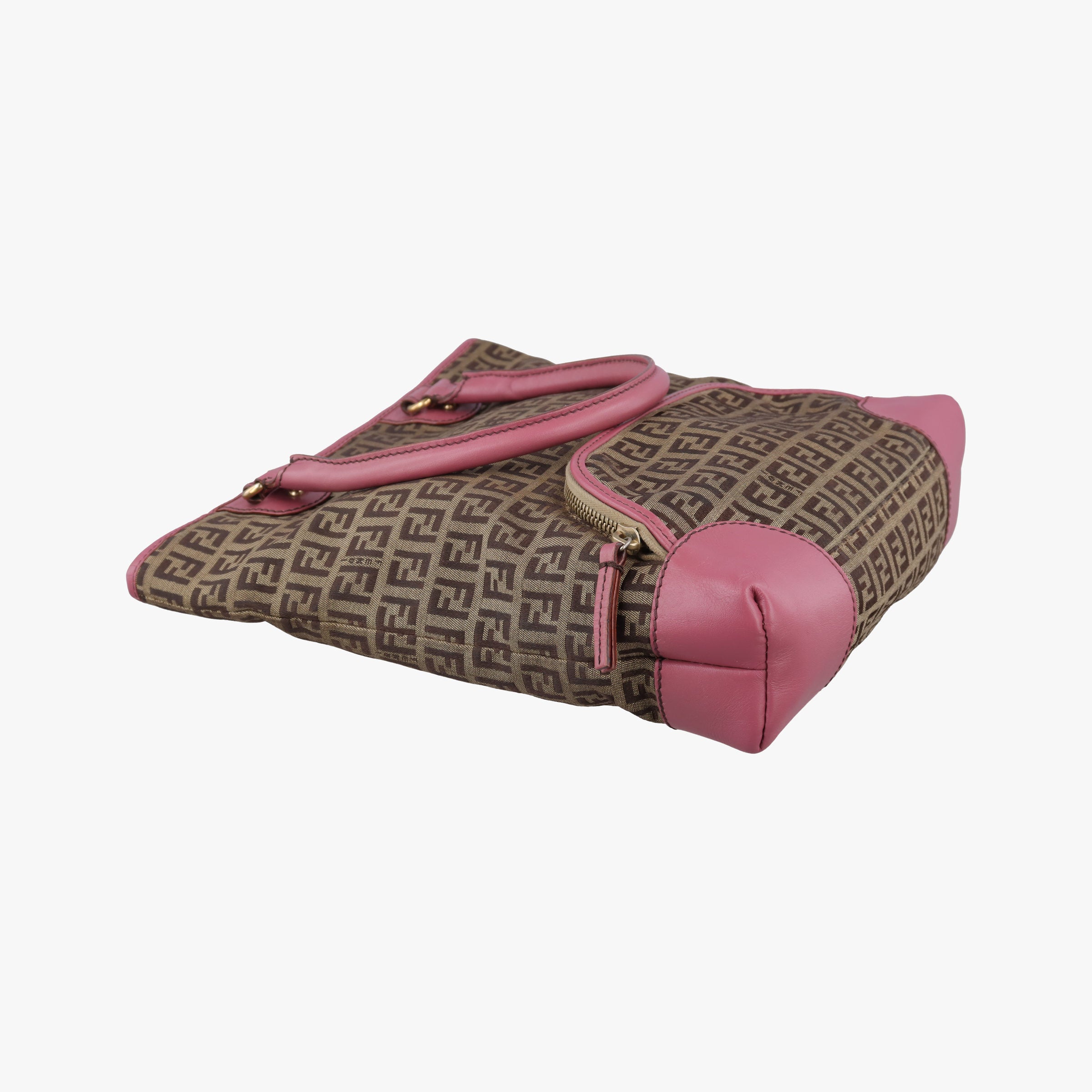 Secondhand Fendi Zucchino Brown×Pink Canvas×Leather 8BH139 handbag | stylenewstar