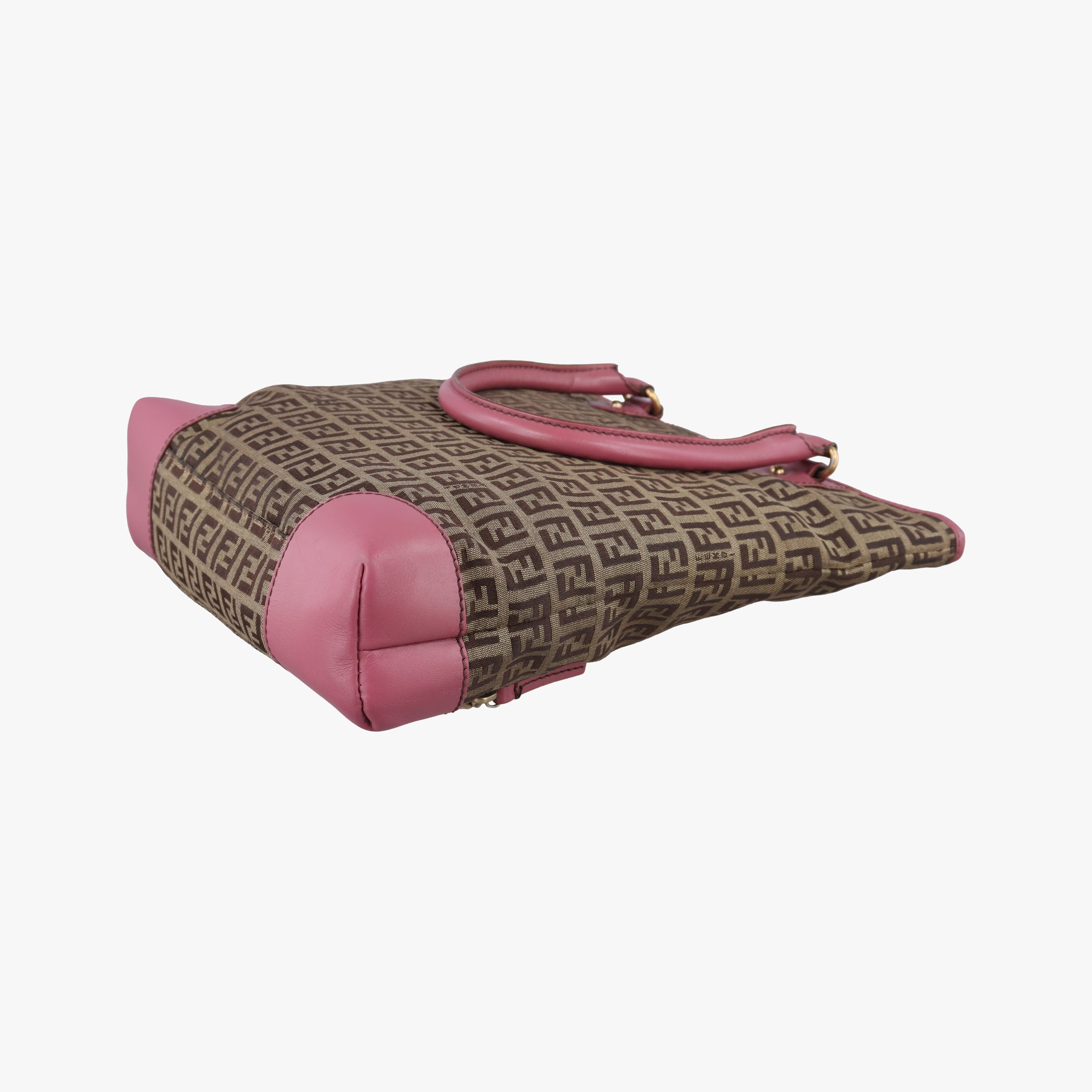 Secondhand Fendi Zucchino Brown×Pink Canvas×Leather 8BH139 handbag | stylenewstar