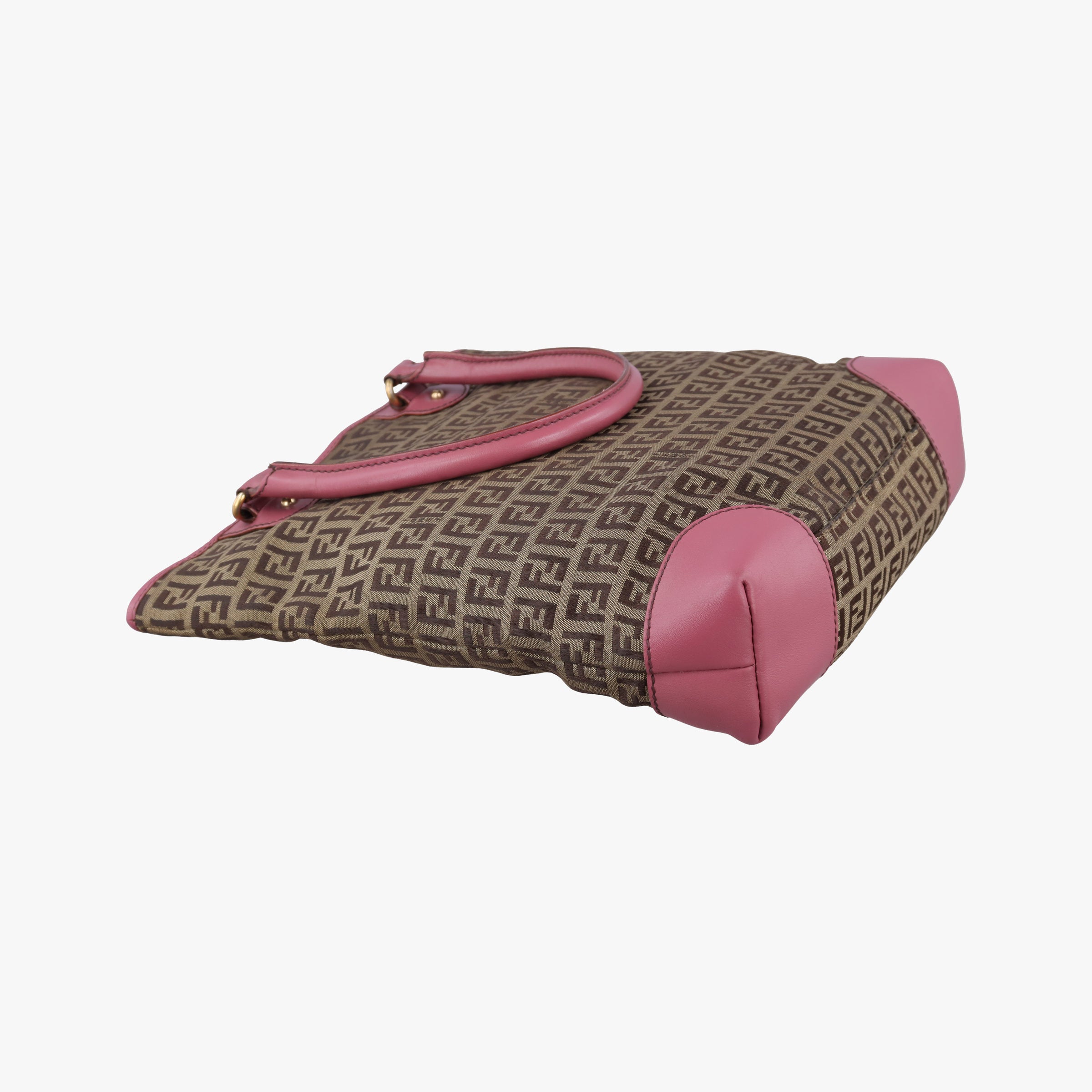 Secondhand Fendi Zucchino Brown×Pink Canvas×Leather 8BH139 handbag | stylenewstar