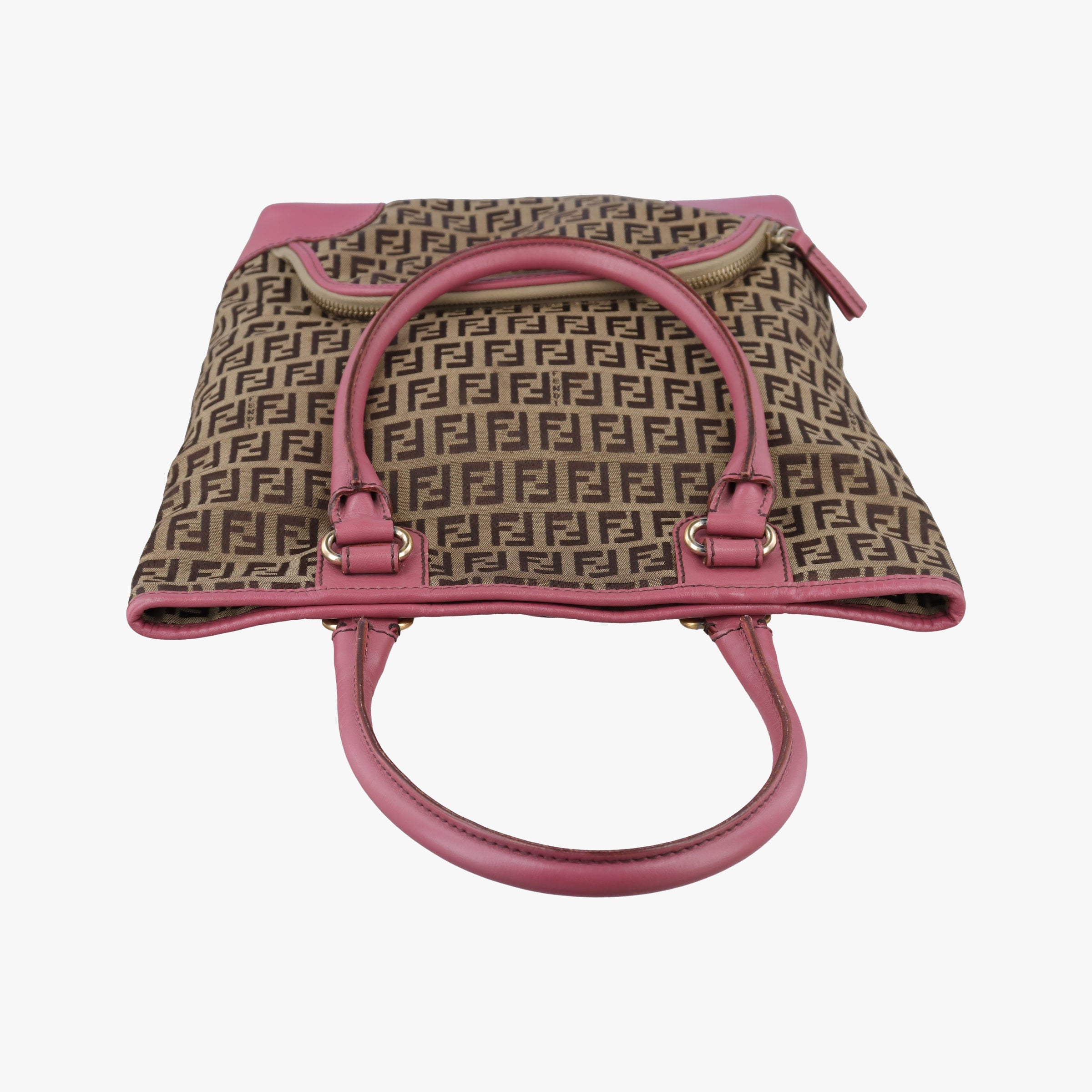Secondhand Fendi Zucchino Brown×Pink Canvas×Leather 8BH139 handbag | stylenewstar