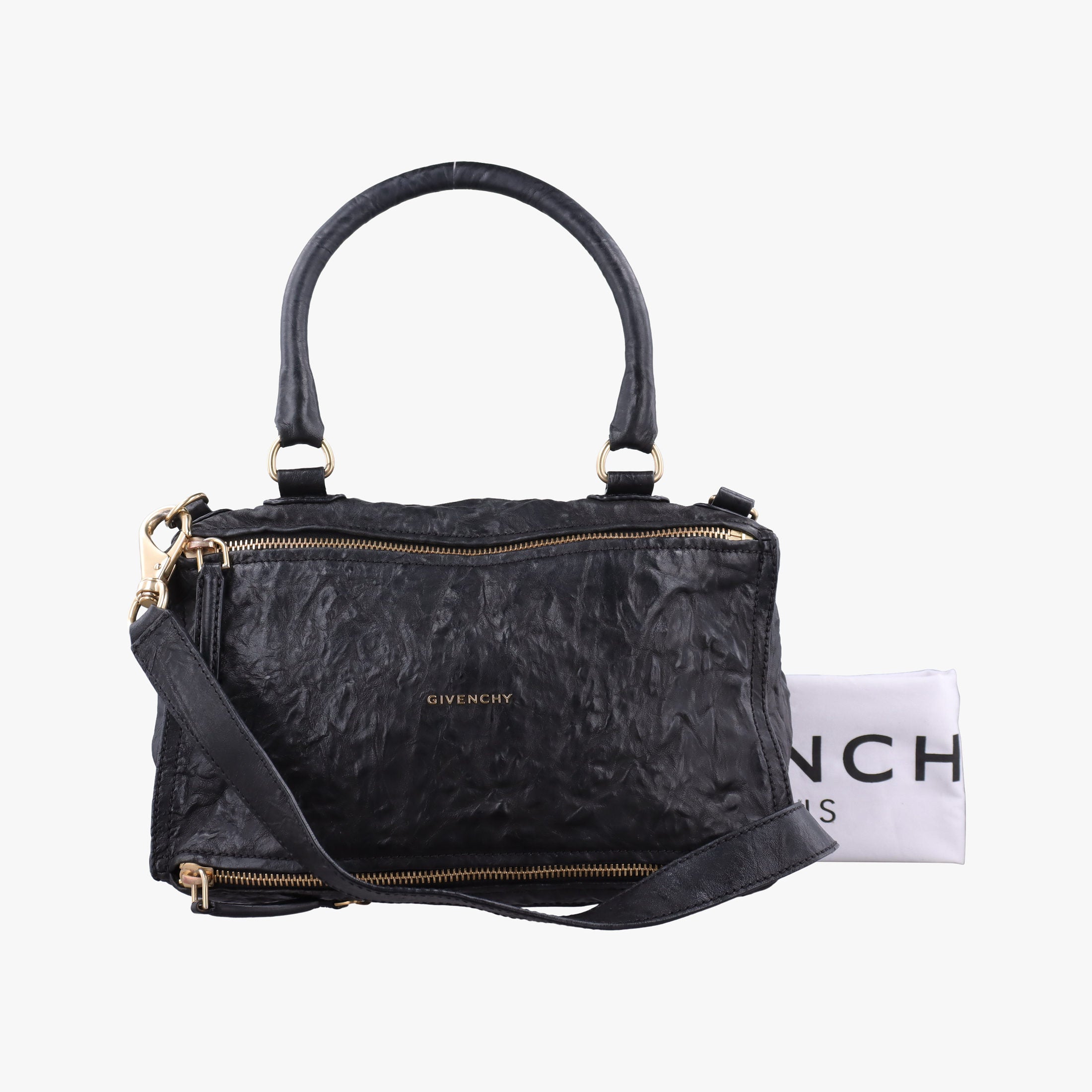 Pre-owned Givenchy Pandora Black Leather  shoulderbag | stylenewstar