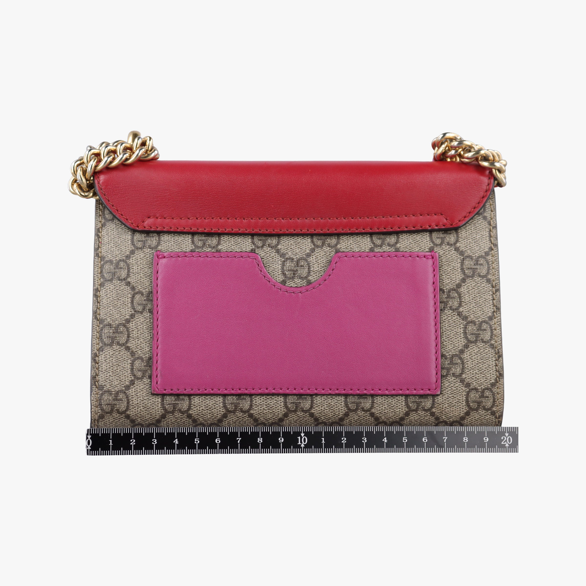 Pre-owned Gucci Padlock Beige×red×pink PVC coated canvas×Leather 409487 shoulderbag | stylenewstar