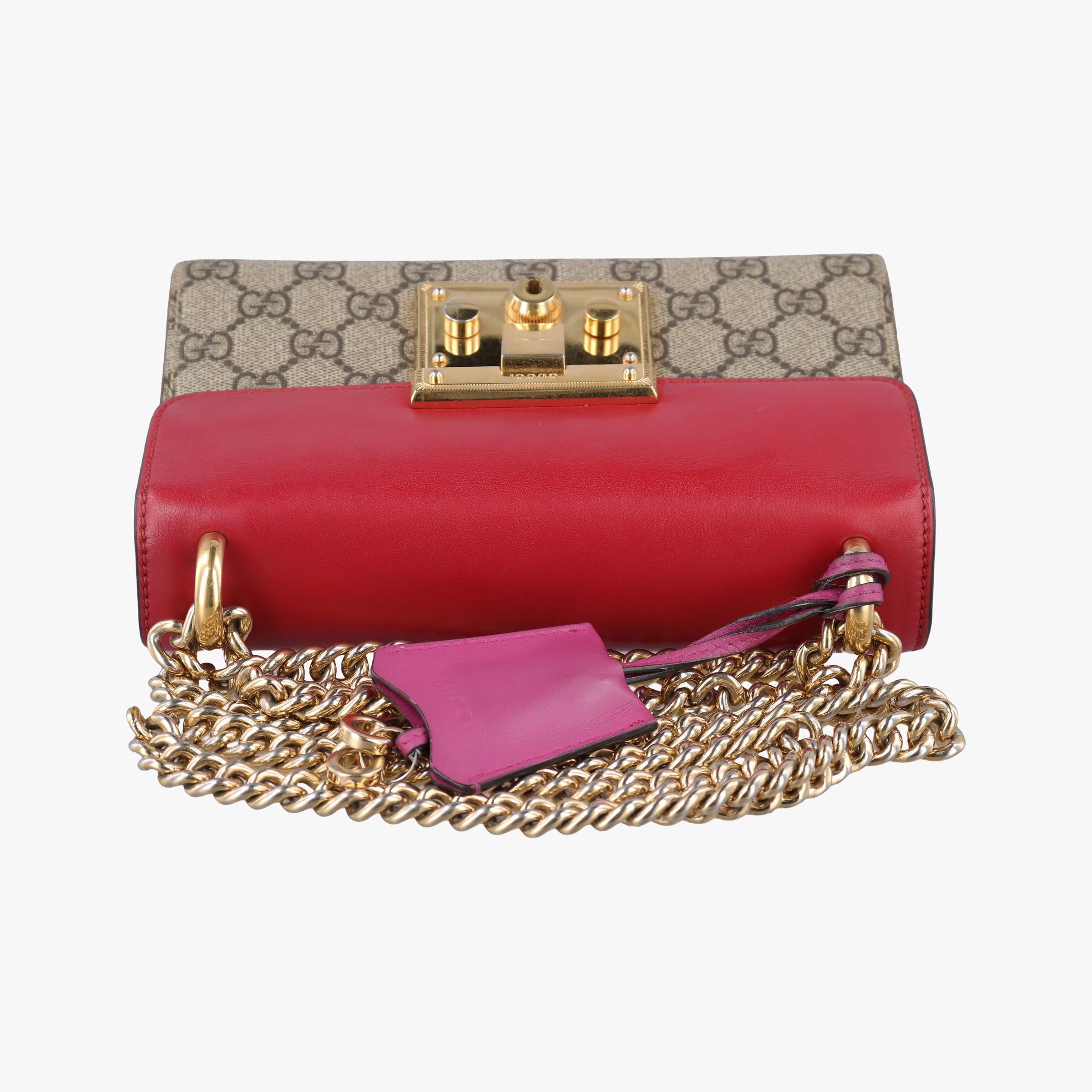 Pre-owned Gucci Padlock Beige×red×pink PVC coated canvas×Leather 409487 shoulderbag | stylenewstar