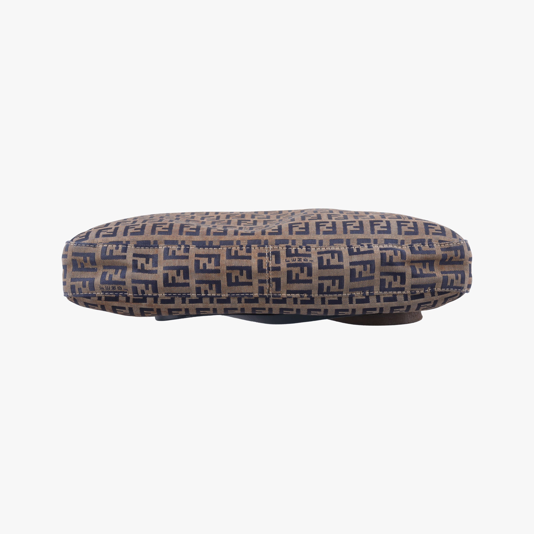 Pre-owned Fendi Zucchino Navy×Brown canvas×leather 8BR616 shoulderbag | stylenewstar