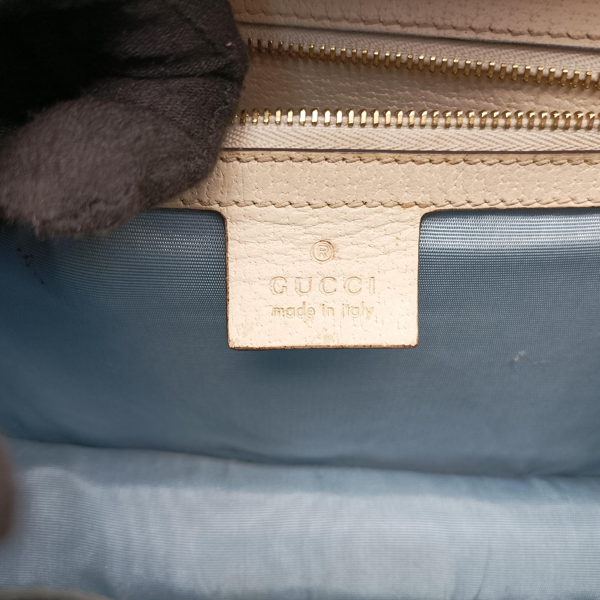Secondhand Gucci Sylvie Ivory×Navy×Red Leather 524405 shoulderbag | stylenewstar