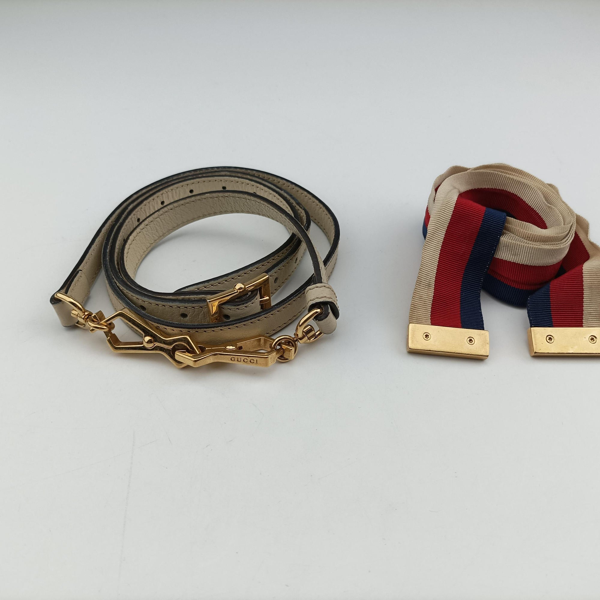Secondhand Gucci Sylvie Ivory×Navy×Red Leather 524405 shoulderbag | stylenewstar