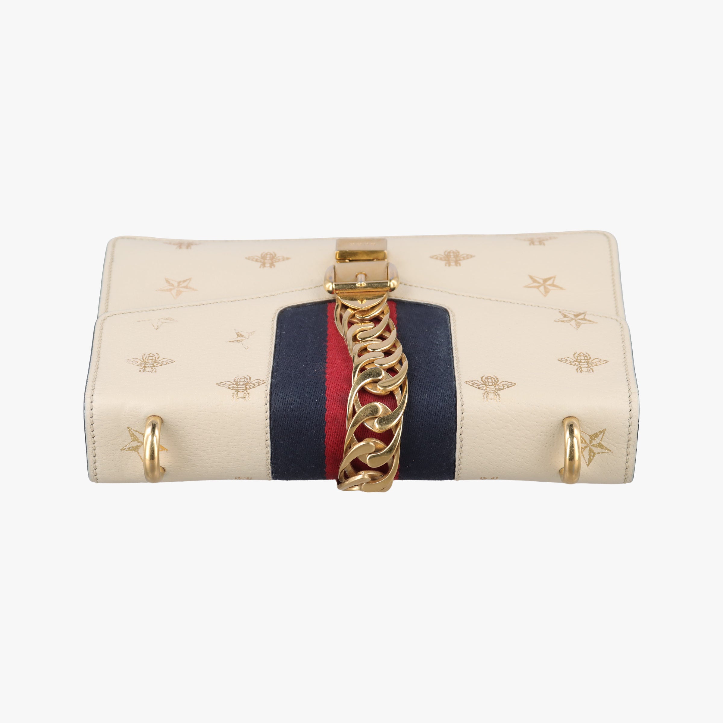 Secondhand Gucci Sylvie Ivory×Navy×Red Leather 524405 shoulderbag | stylenewstar