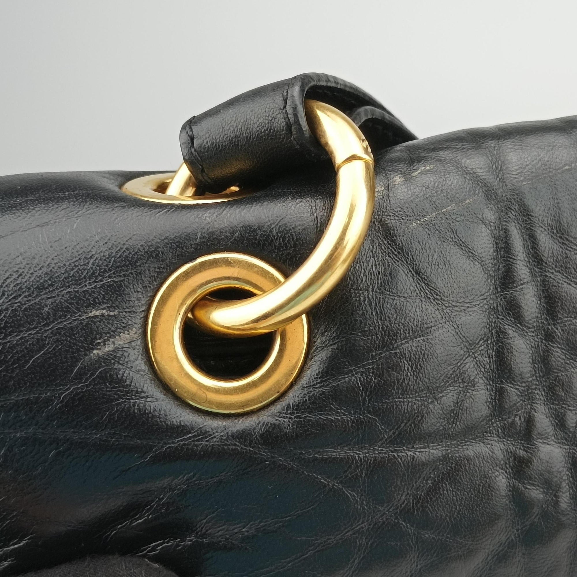 Pre-owned Miu Miu Madras Black Leather  shoulderbag | stylenewstar