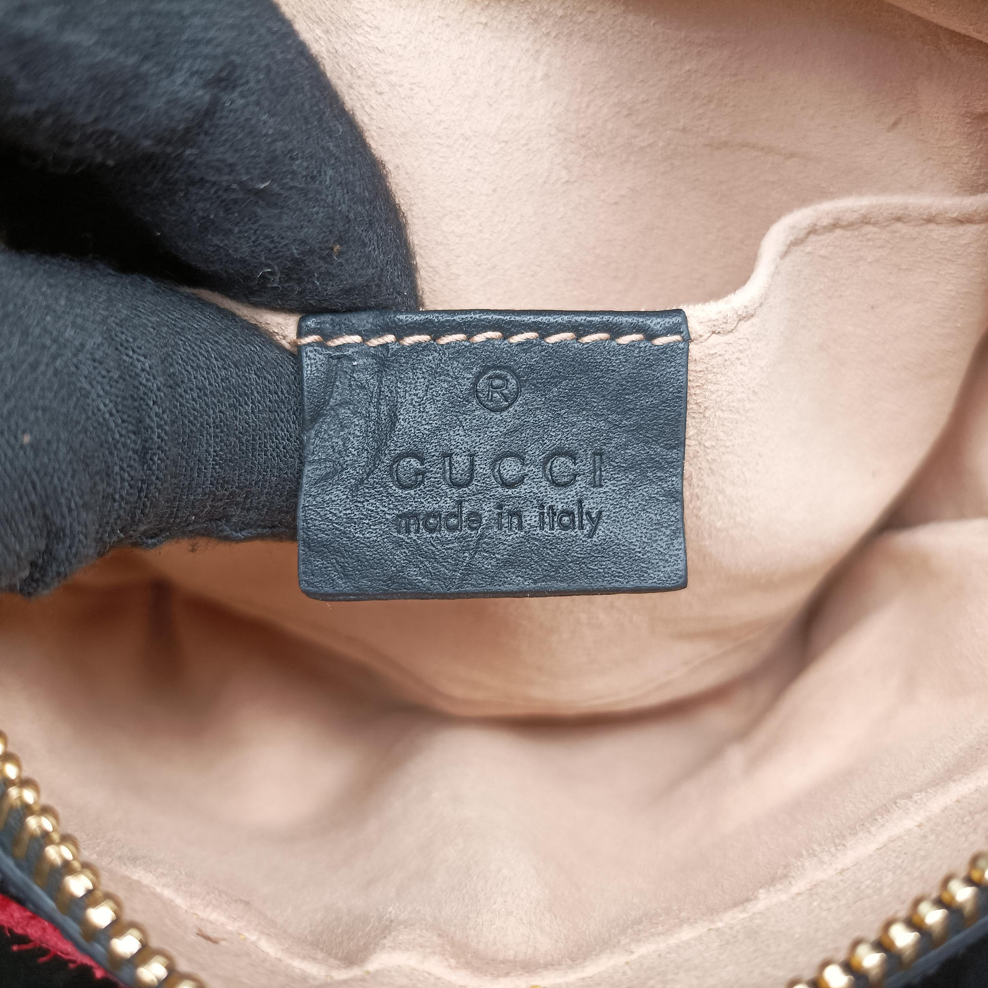 Pre-owned Gucci OPHIDIA Black×red suede×Patent Leather 517350 shoulderbag | stylenewstar