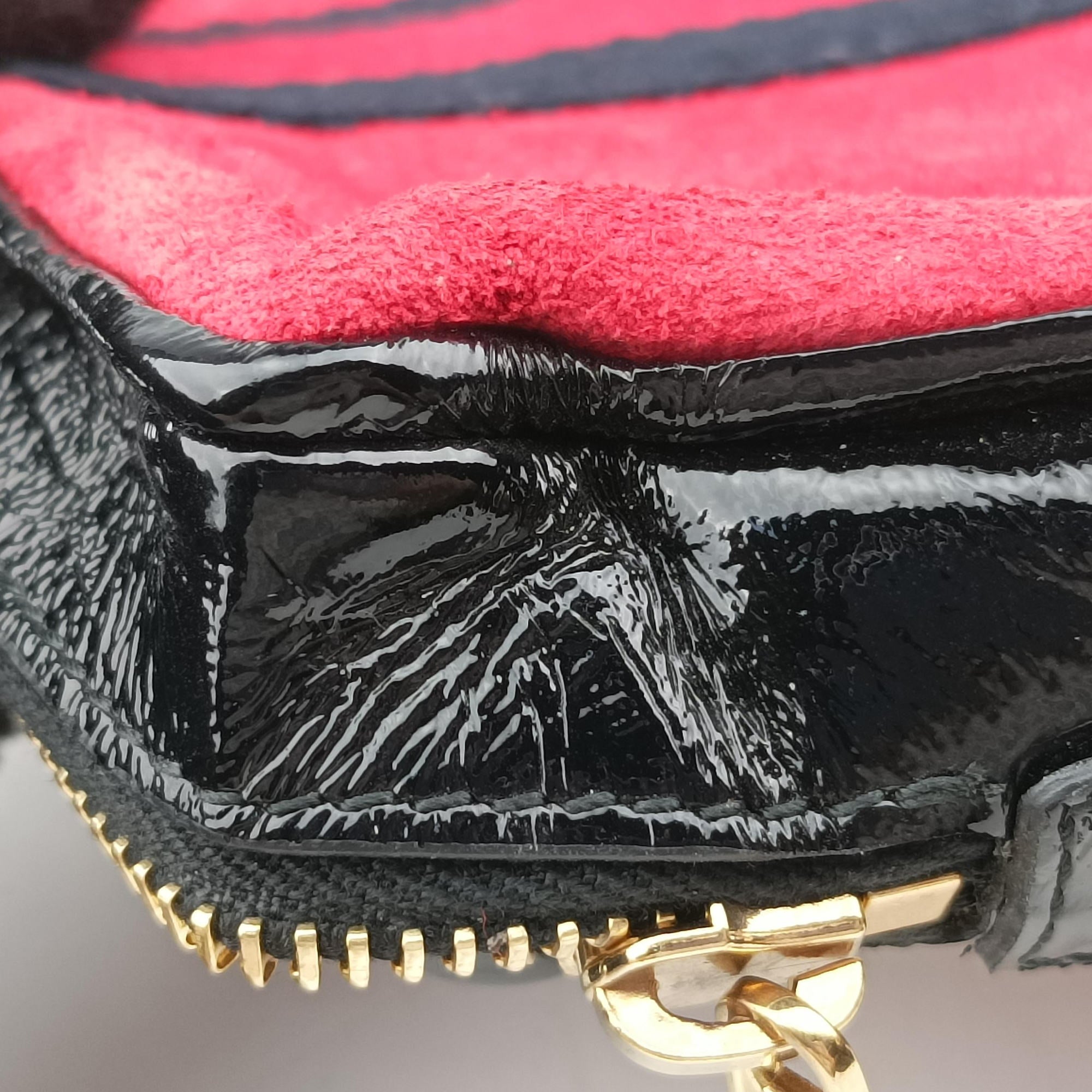 Pre-owned Gucci OPHIDIA Black×red suede×Patent Leather 517350 shoulderbag | stylenewstar