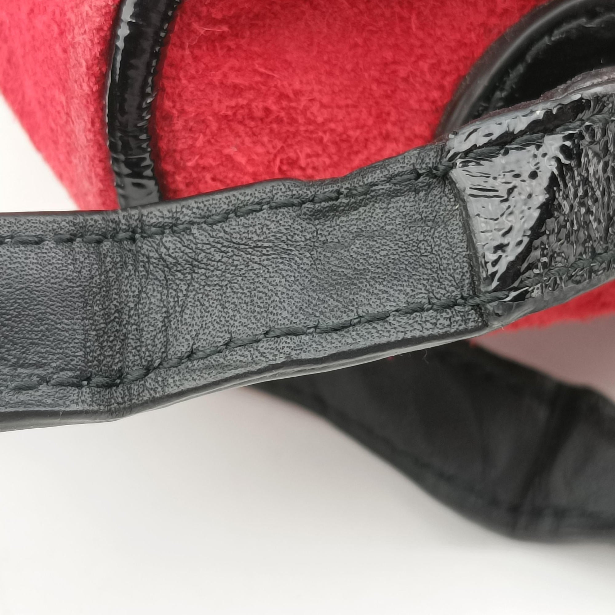 Pre-owned Gucci OPHIDIA Black×red suede×Patent Leather 517350 shoulderbag | stylenewstar
