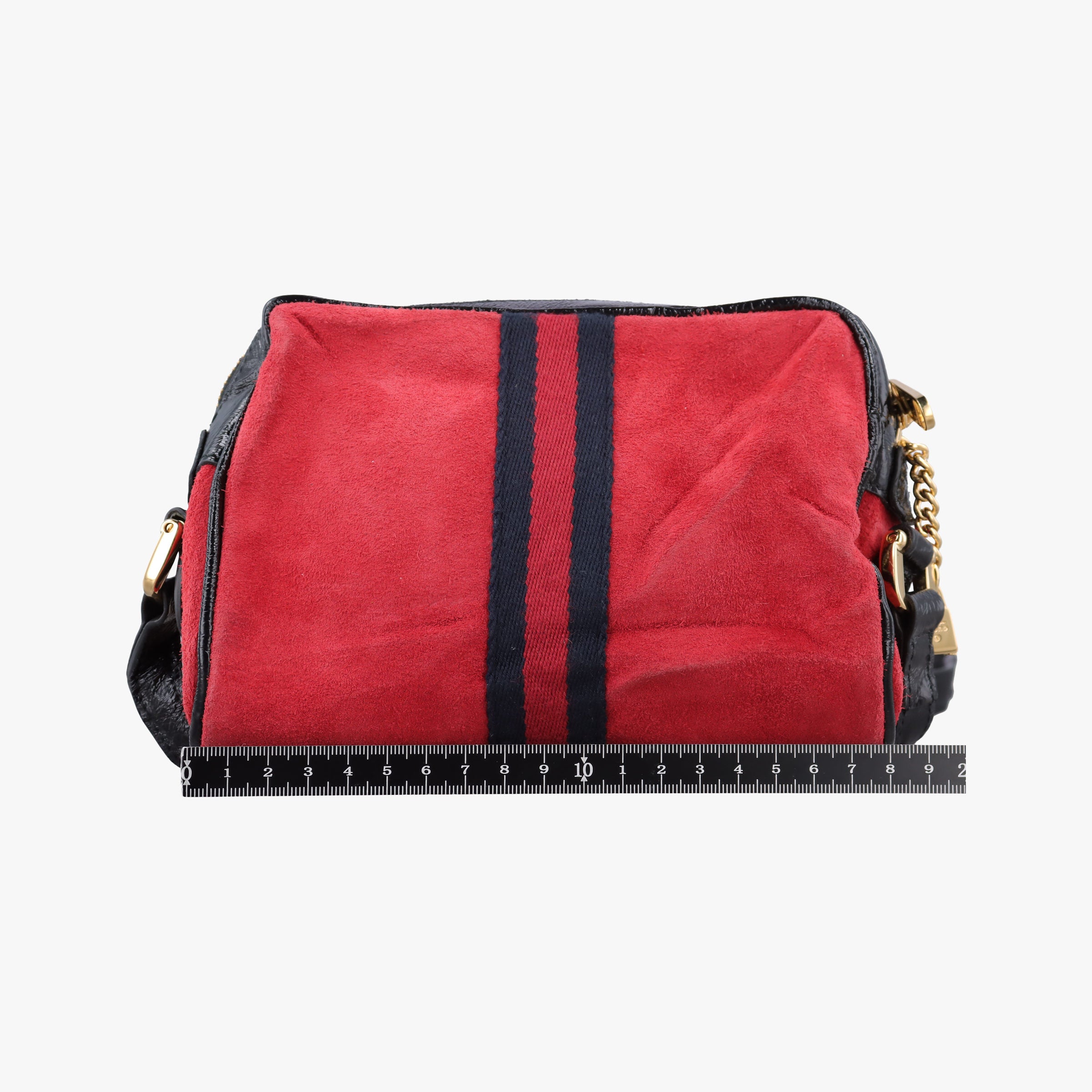 Pre-owned Gucci OPHIDIA Black×red suede×Patent Leather 517350 shoulderbag | stylenewstar