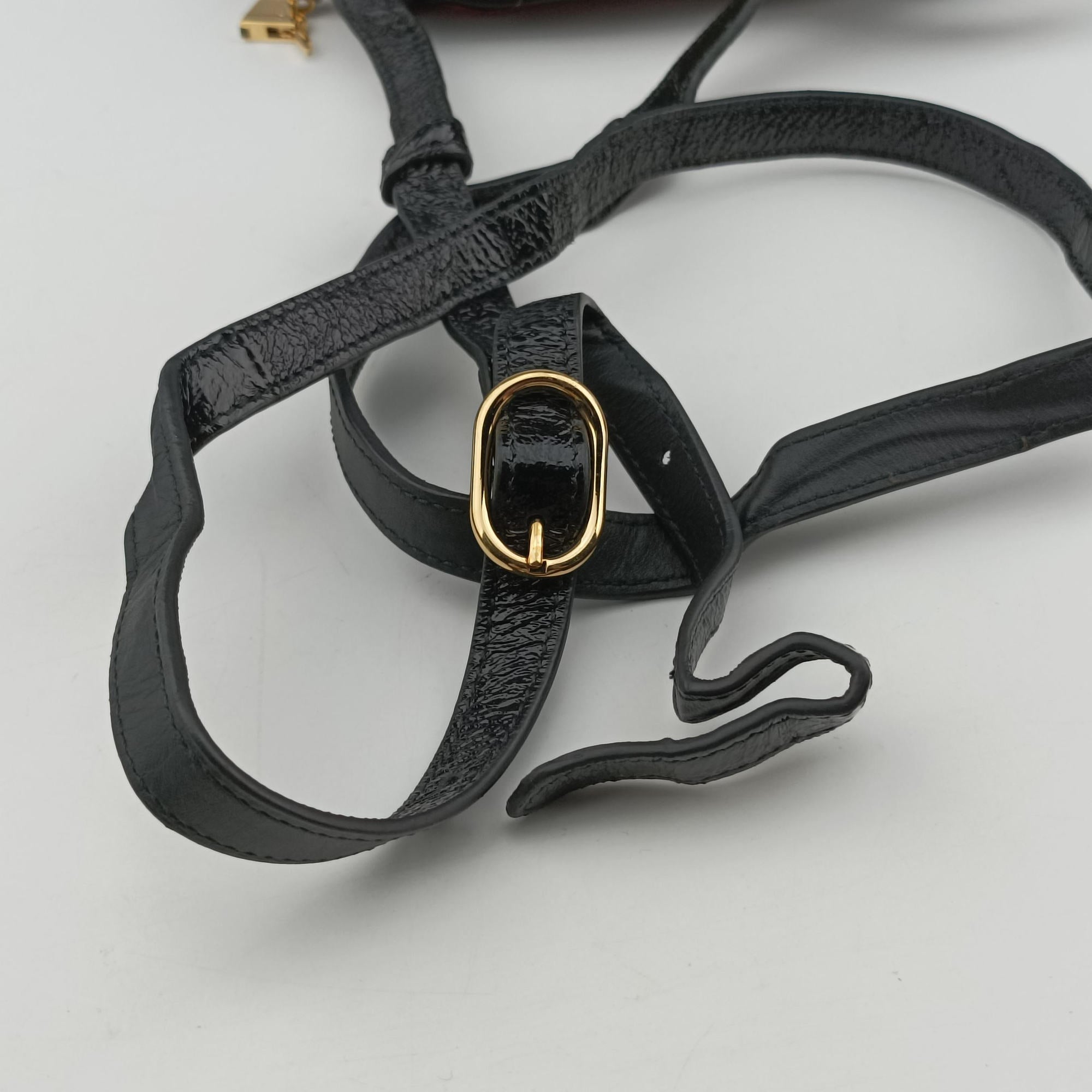 Pre-owned Gucci OPHIDIA Black×red suede×Patent Leather 517350 shoulderbag | stylenewstar