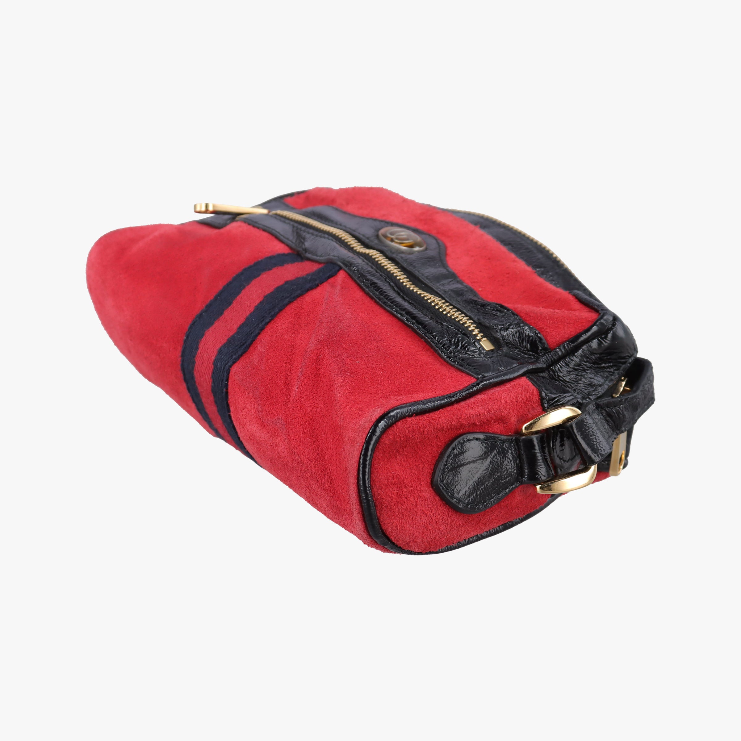 Pre-owned Gucci OPHIDIA Black×red suede×Patent Leather 517350 shoulderbag | stylenewstar