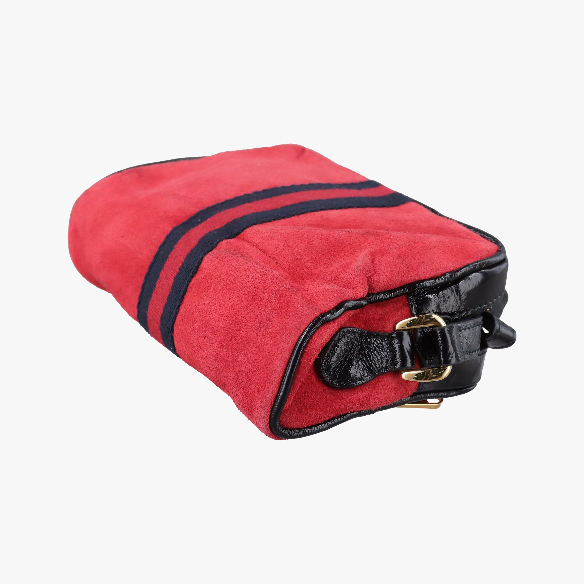 Pre-owned Gucci OPHIDIA Black×red suede×Patent Leather 517350 shoulderbag | stylenewstar