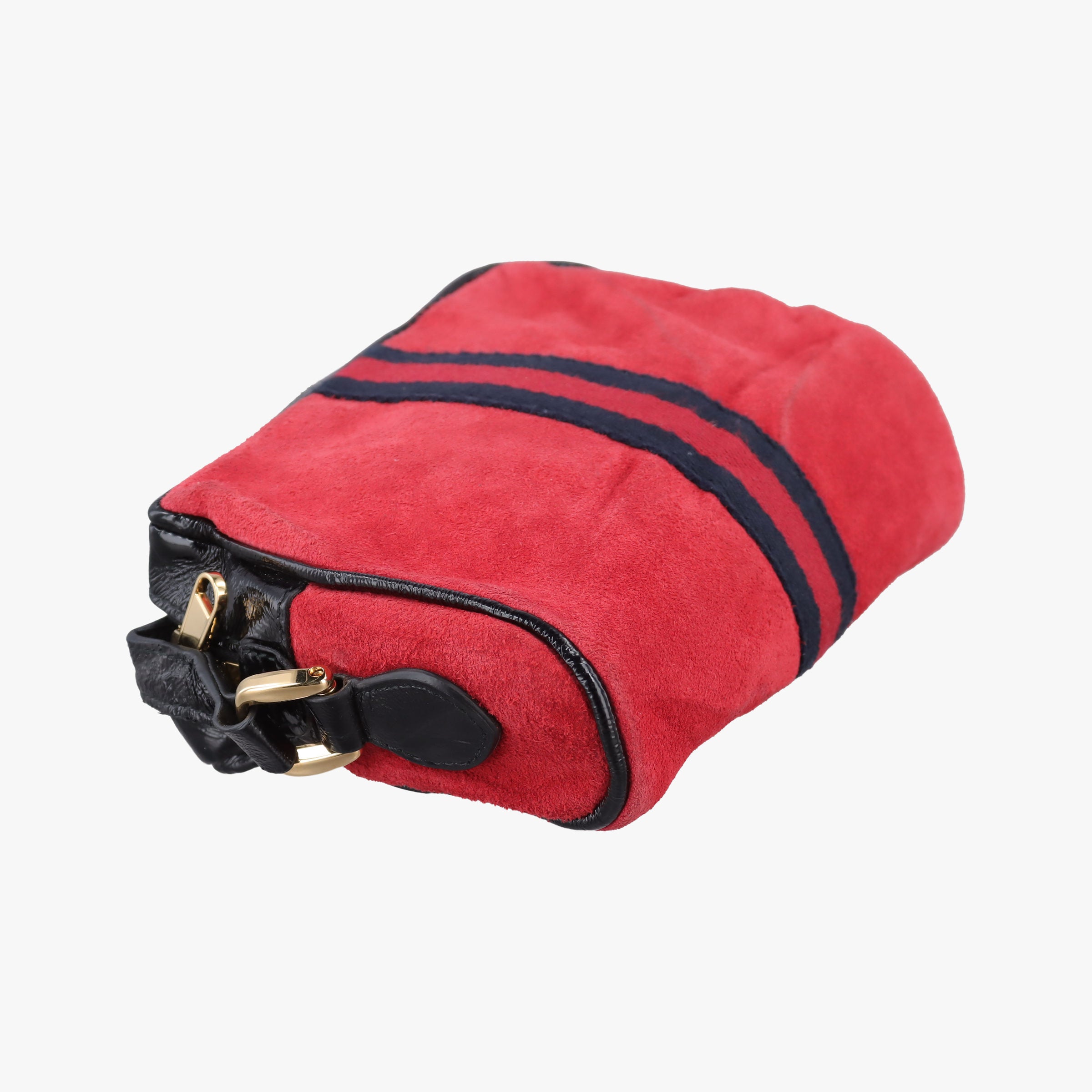 Pre-owned Gucci OPHIDIA Black×red suede×Patent Leather 517350 shoulderbag | stylenewstar