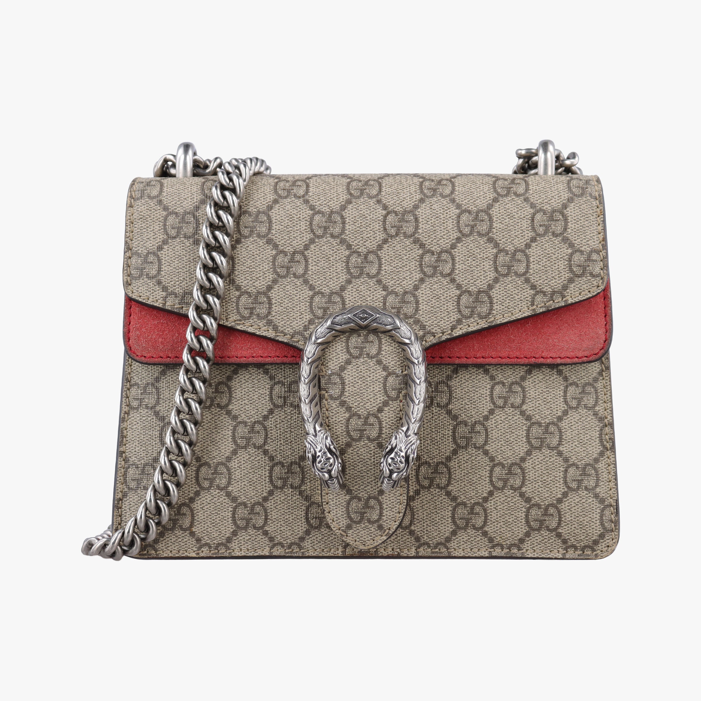 Pre-owned Gucci Dionysus beige×red PVC coated canvas × suede 421970 shoulderbag | stylenewstar