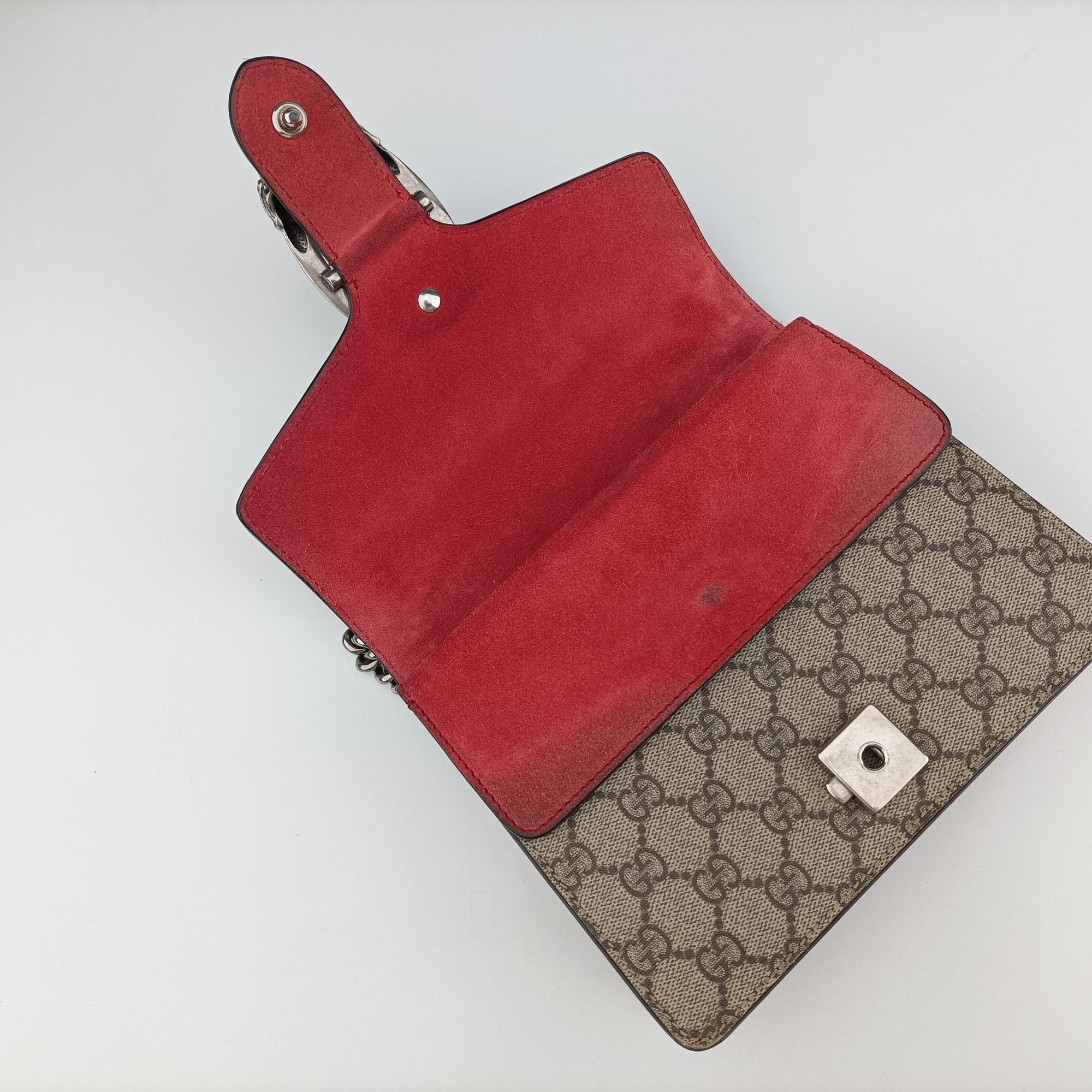 Pre-owned Gucci Dionysus beige×red PVC coated canvas × suede 421970 shoulderbag | stylenewstar