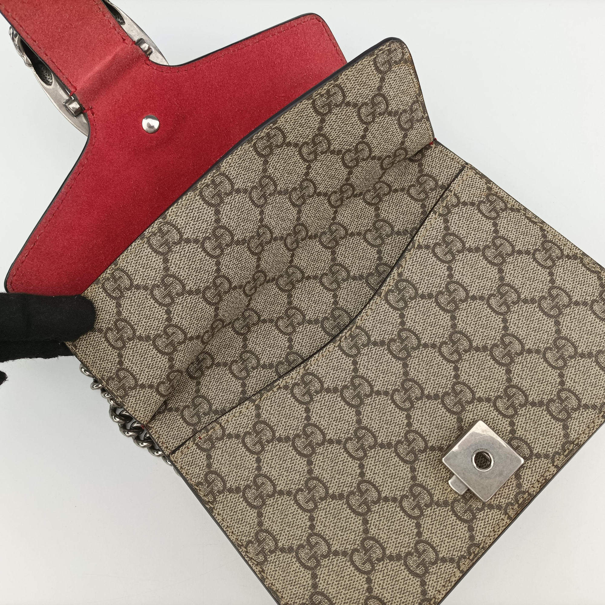 Pre-owned Gucci Dionysus beige×red PVC coated canvas × suede 421970 shoulderbag | stylenewstar