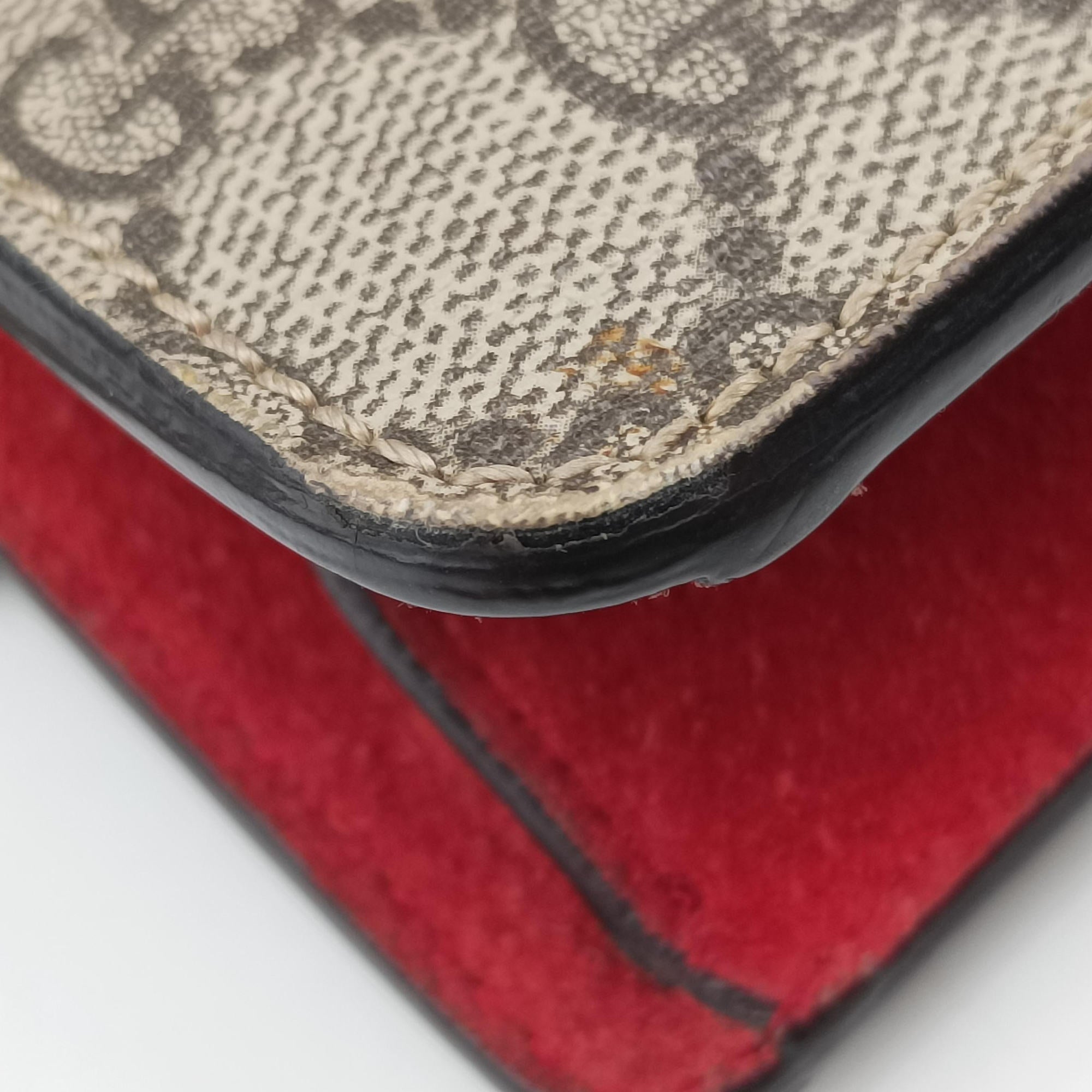 Pre-owned Gucci Dionysus beige×red PVC coated canvas × suede 421970 shoulderbag | stylenewstar